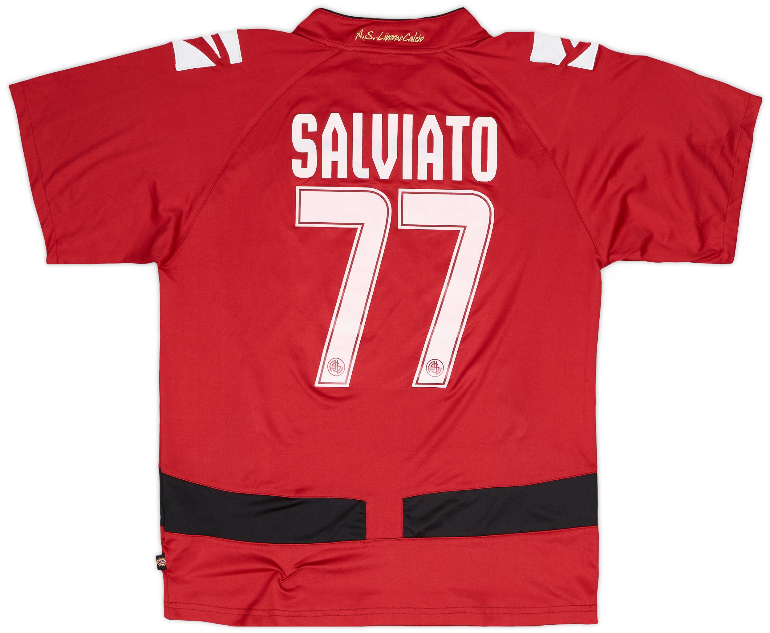 2010-11 Livorno Match Worn Home Shirt Salvato #77