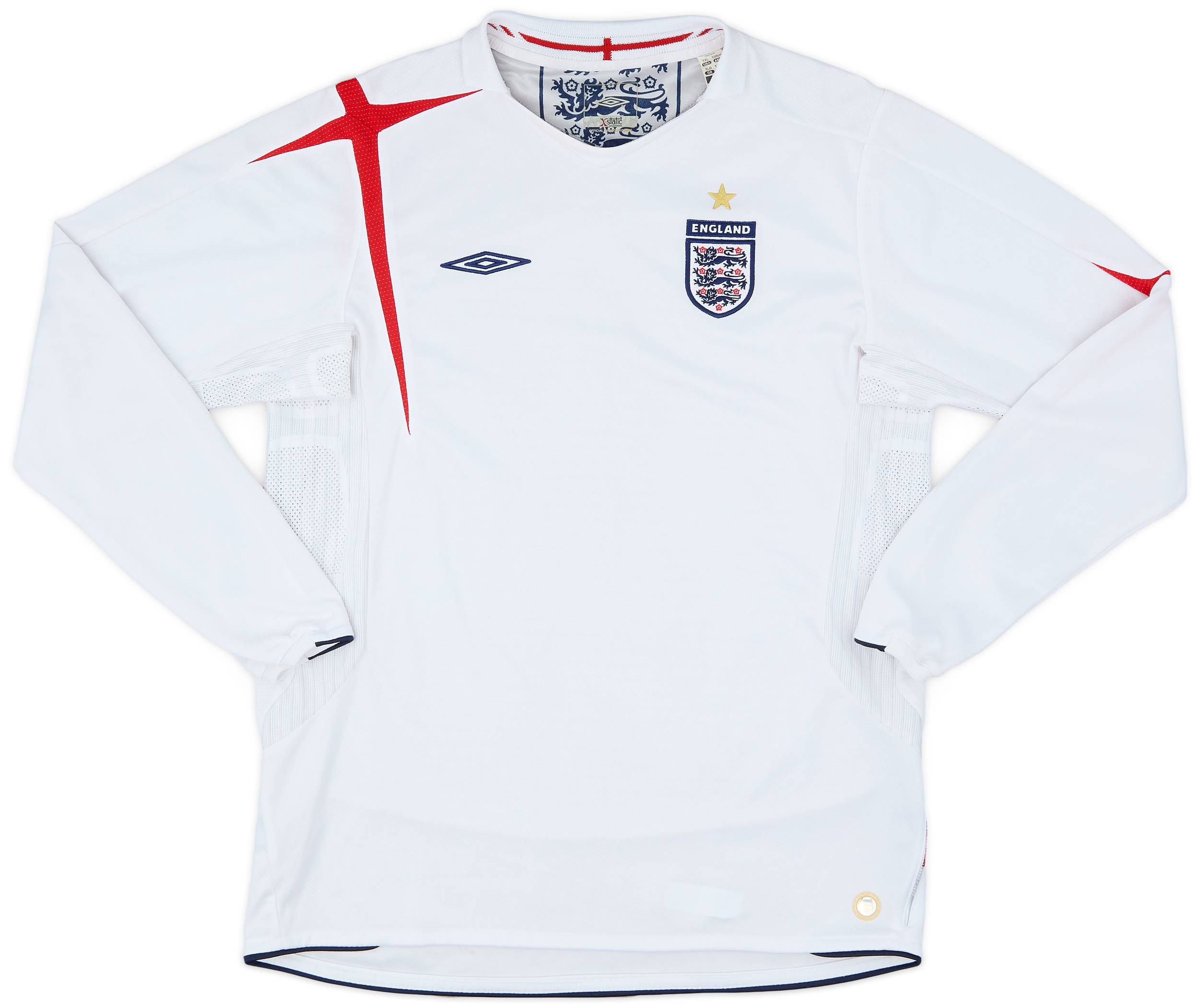 2005-07 England Home L/S Shirt - 7/10 - (XL.Boys)