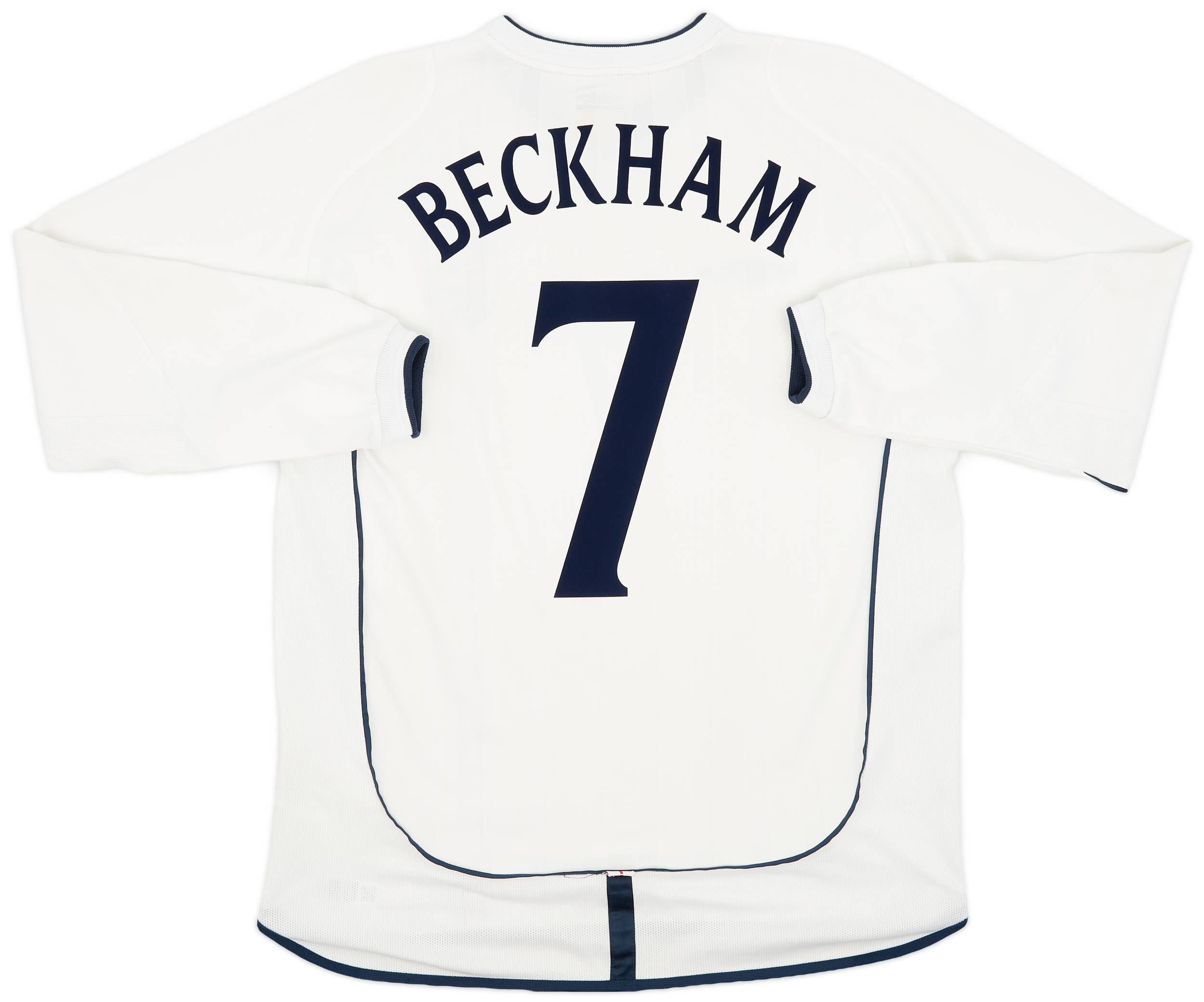 かわいい！ L/S Home England 2001-03 Shirt (L) - 9/10 - #7 Beckham トップス