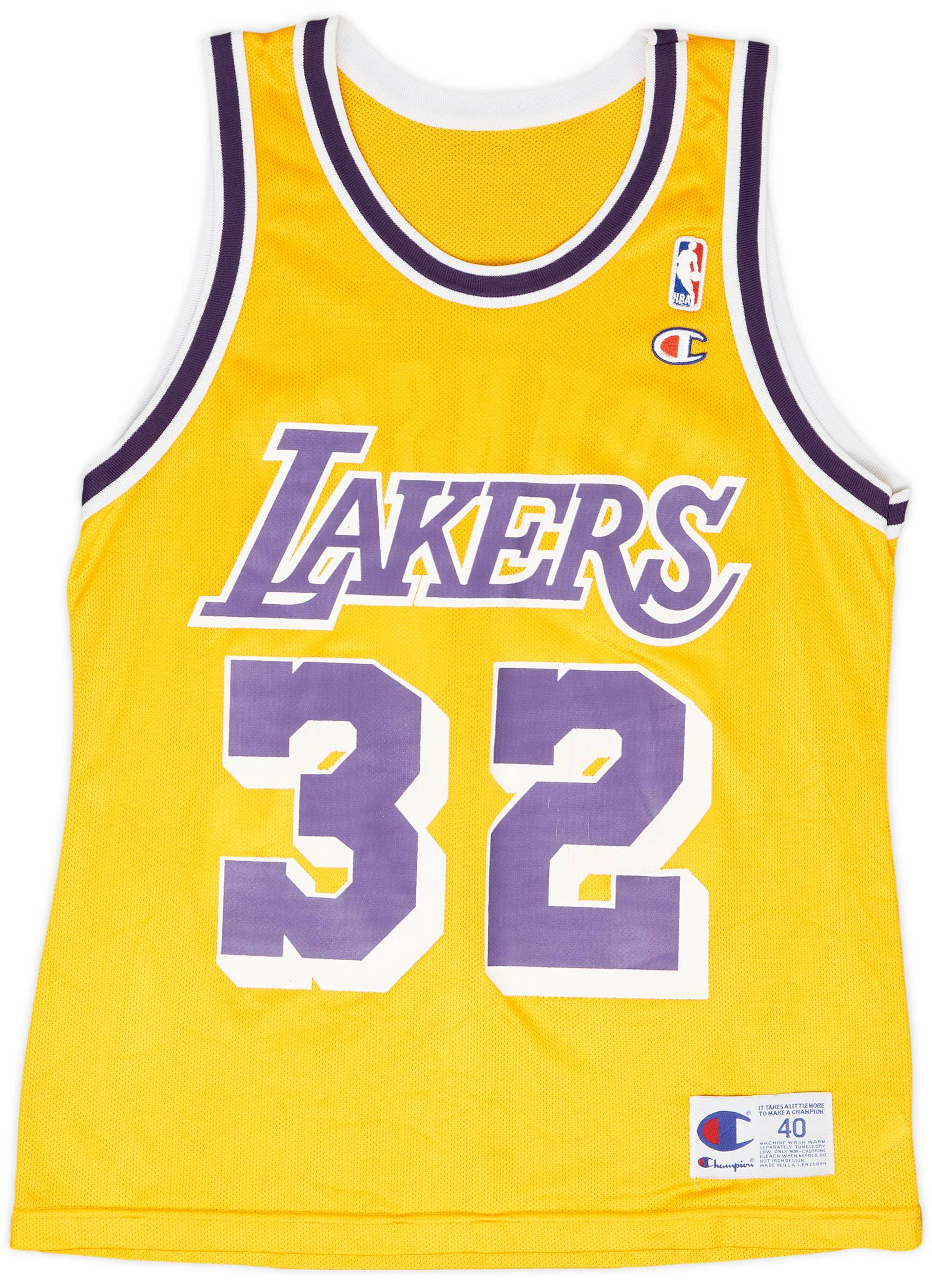 1996 LA Lakers Johnson #32 Champion Home Jersey - 8/10 - (M)