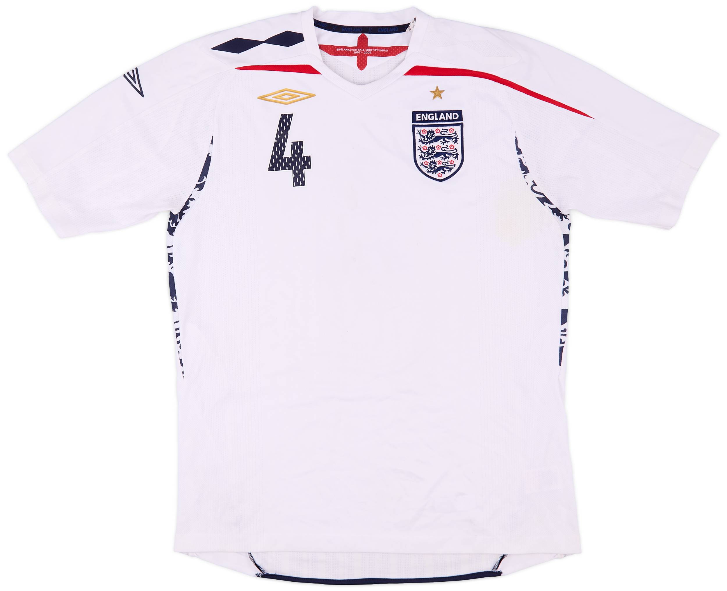 2007-09 England Home Shirt Gerrard #4 - 5/10 - (L)
