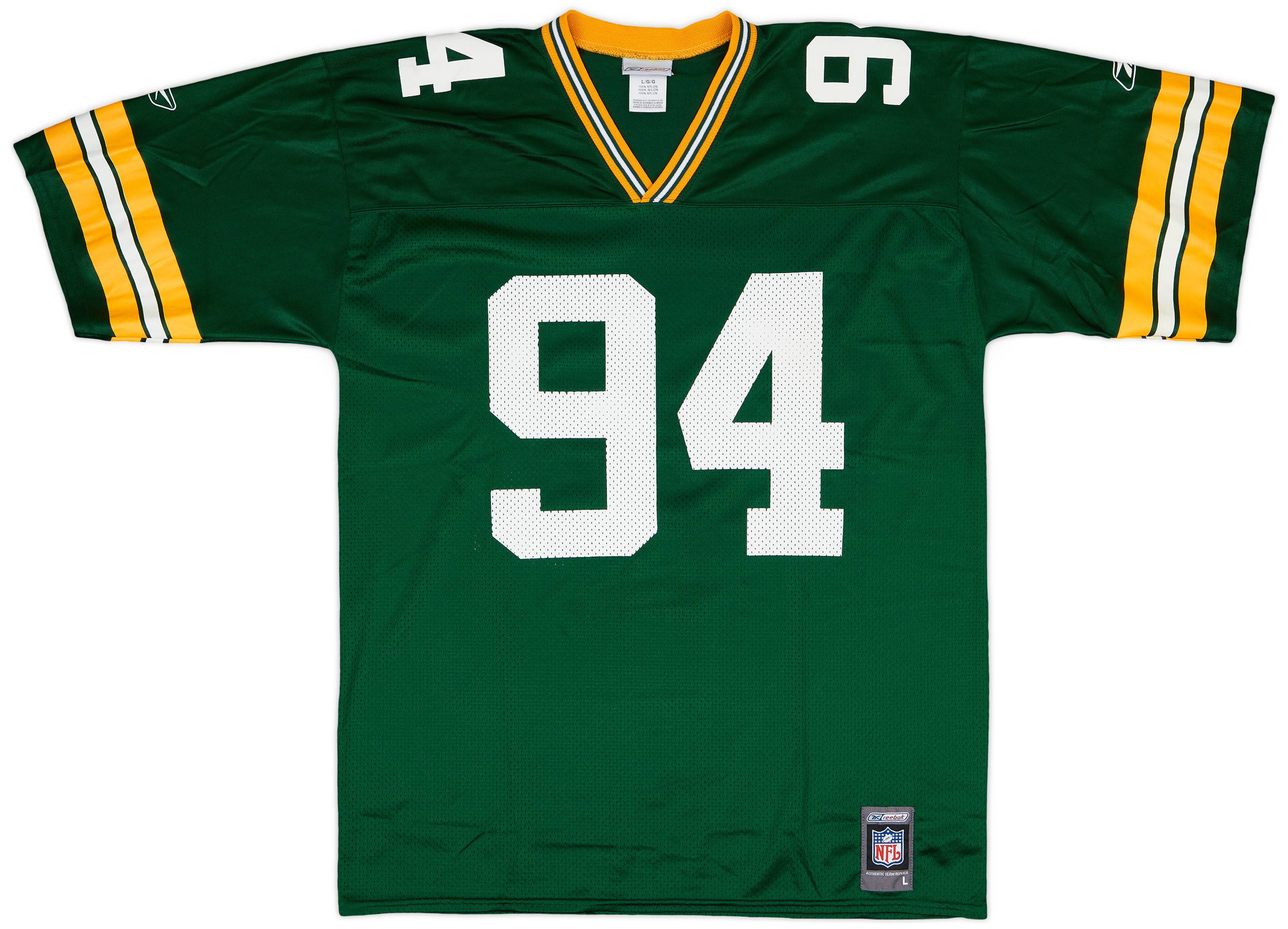 2001 Green Bay Packers Gbaja-Biamila #94 Reebok Home Jersey - 9/10 - (L)