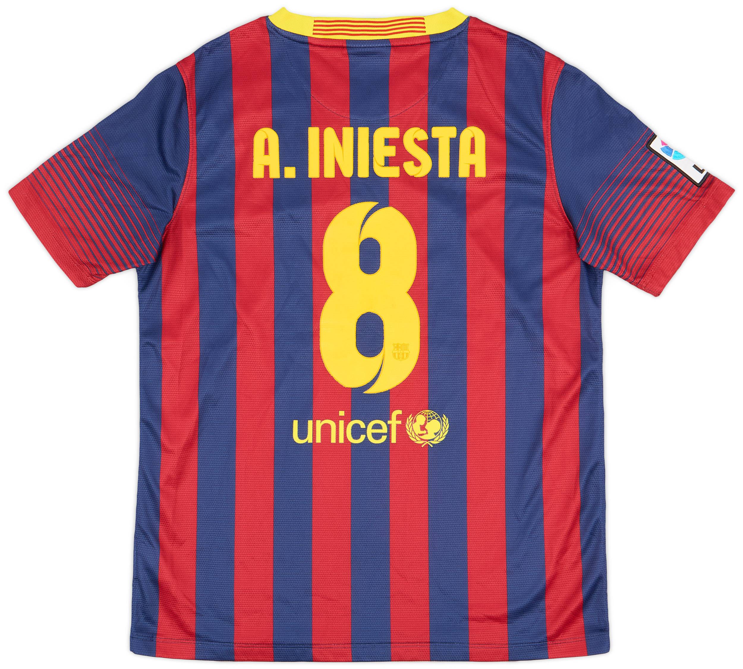 2013-14 Barcelona Home Shirt A. Iniesta #8 - 8/10 - (XL.Boys)