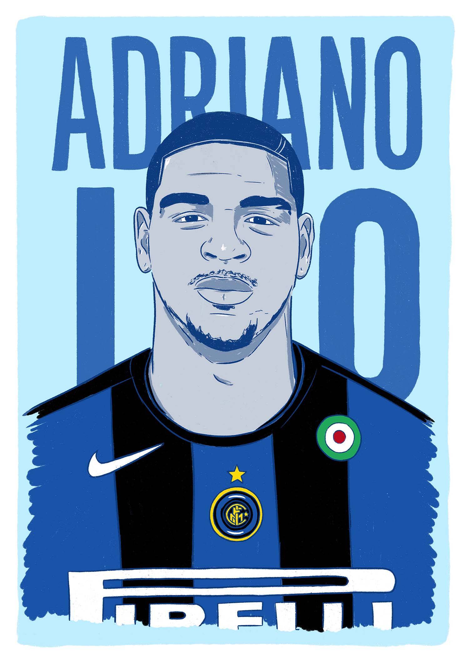 2005-06 Inter Milan Adriano #10 Serie A Icons A3 Poster/Print
