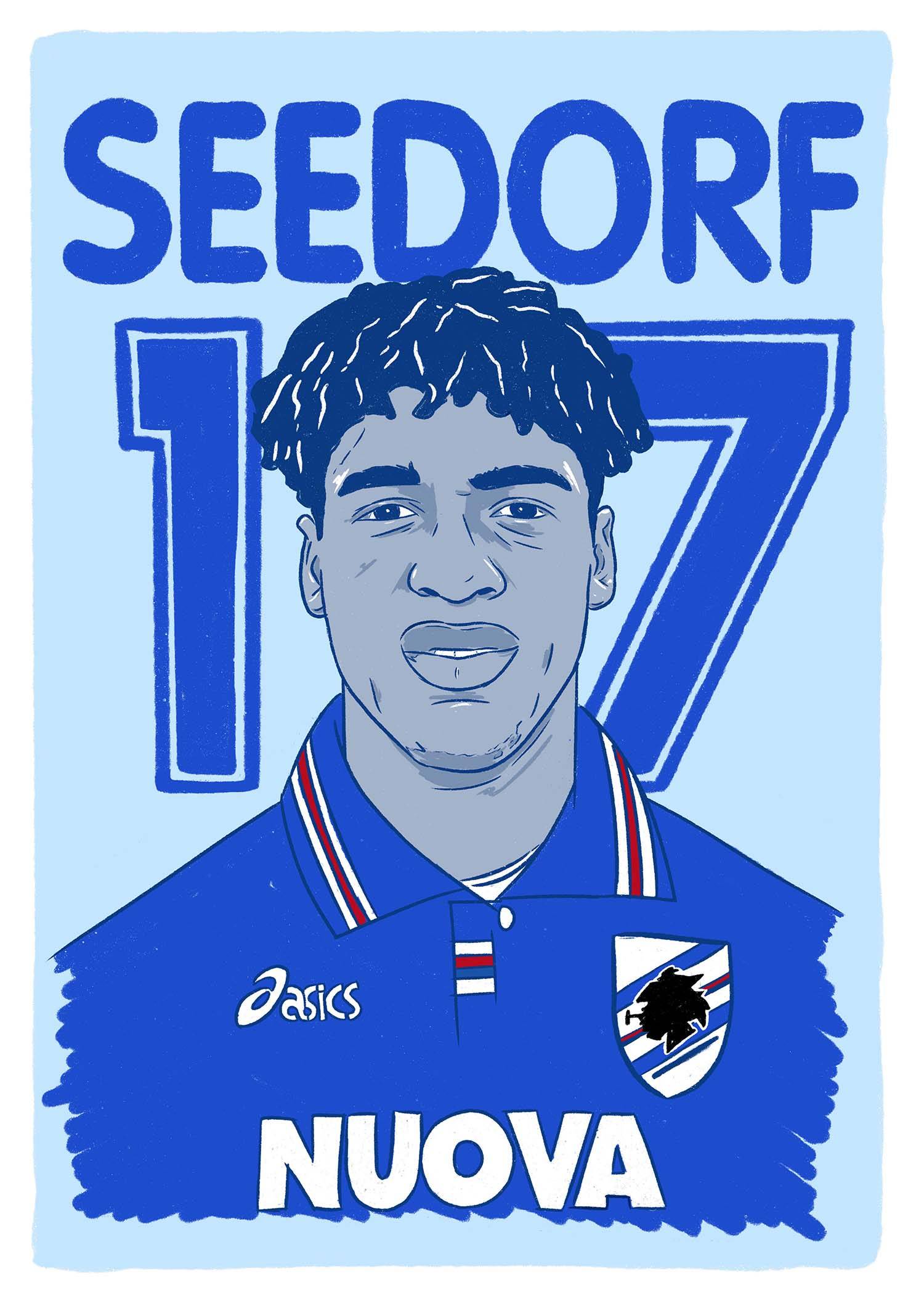 1995-96 Sampdoria Seedorf #17 Serie A Icons A3 Poster/Print