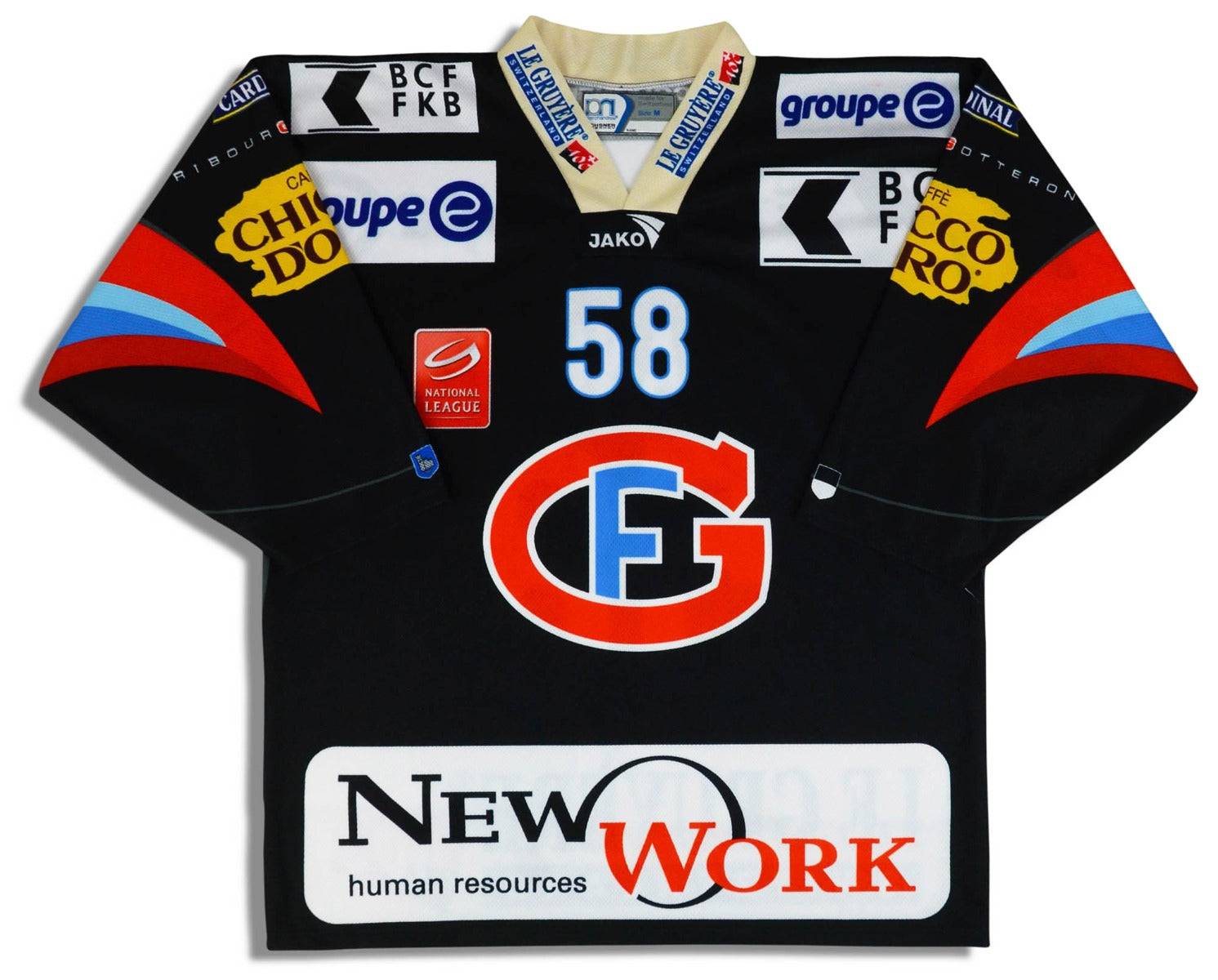 2013-14 Fribourg-Gottéron Jeannin #58 Ochsner Jersey (Home) M