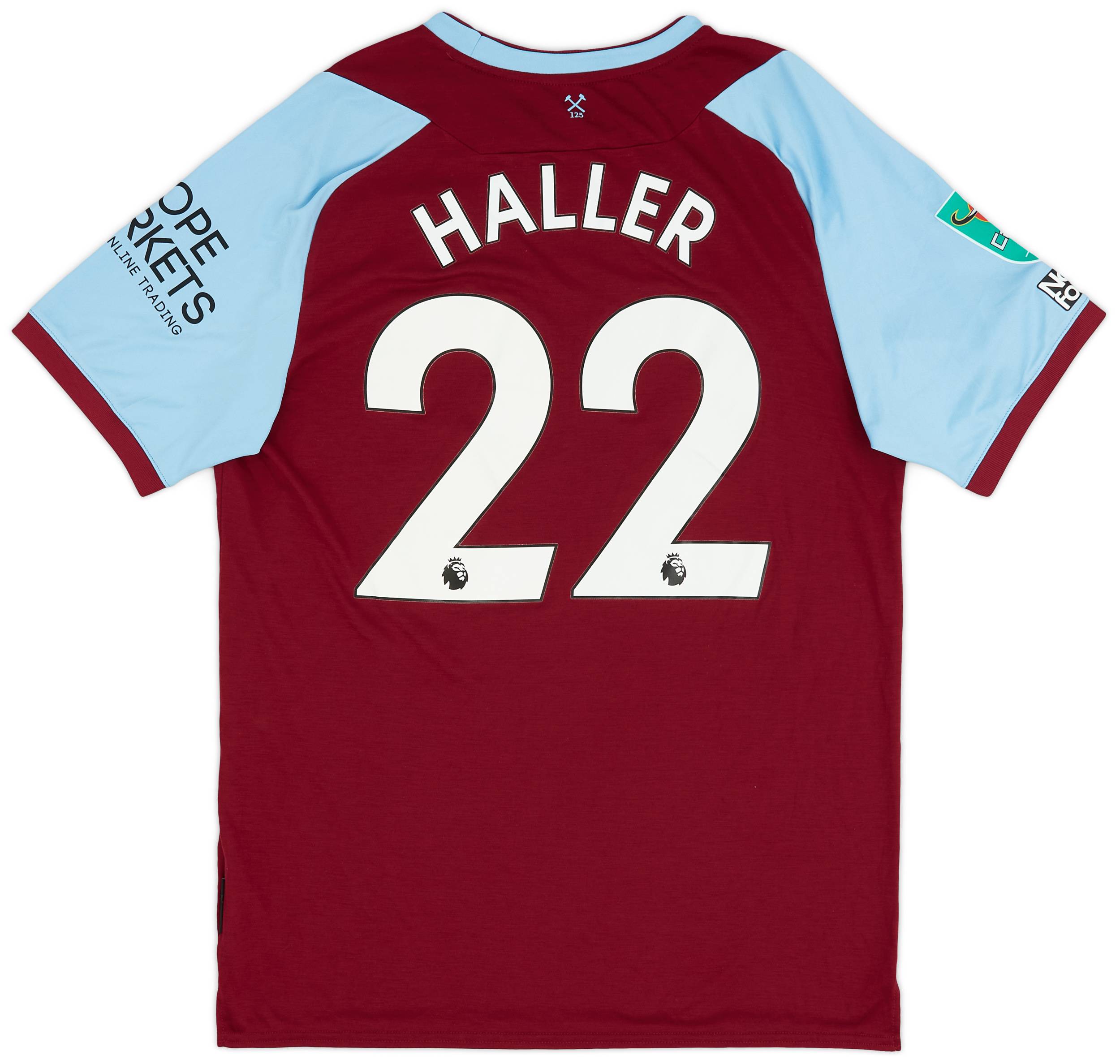 2020-21 West Ham Match Issue Carabao Cup Home Shirt Haller #22