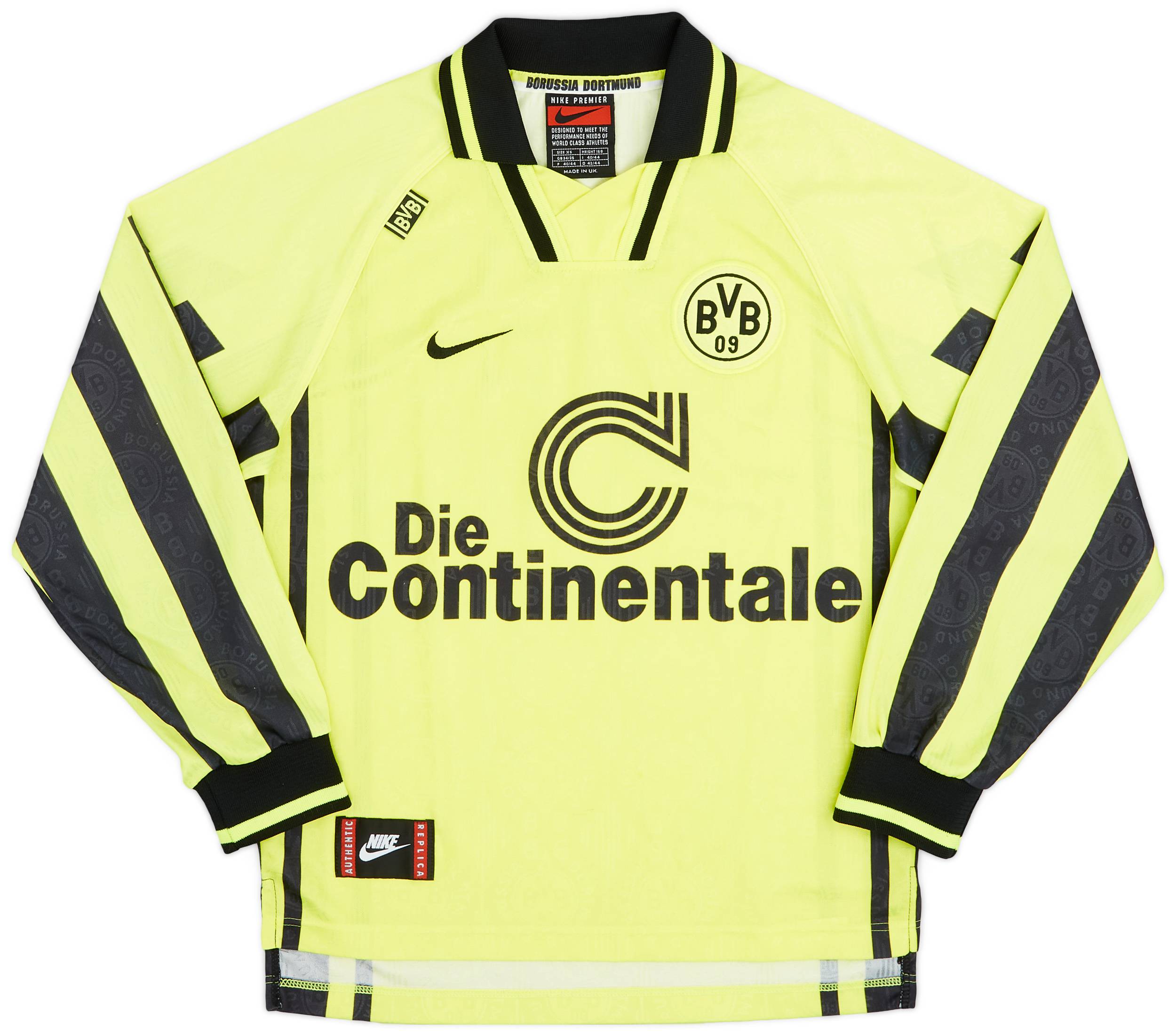 1996-97 Borussia Dortmund Home L/S Shirt - 9/10 - (XS)