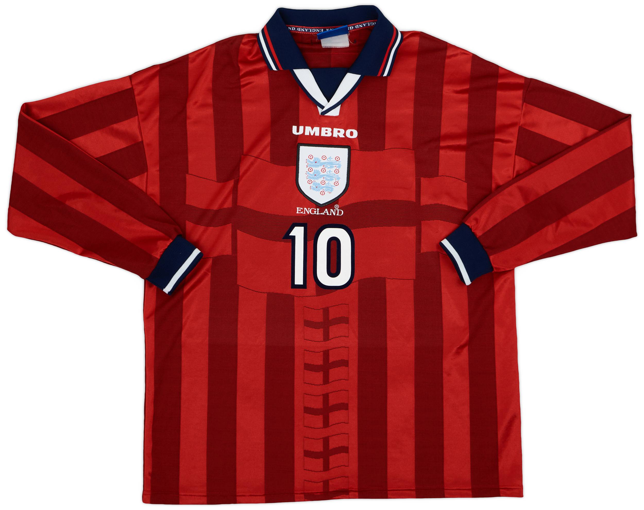 ENGLAND 1998 AWAY FOOTBALL SHIRT SOCCER JERSEY SCORE DRAW sz L MEN RED