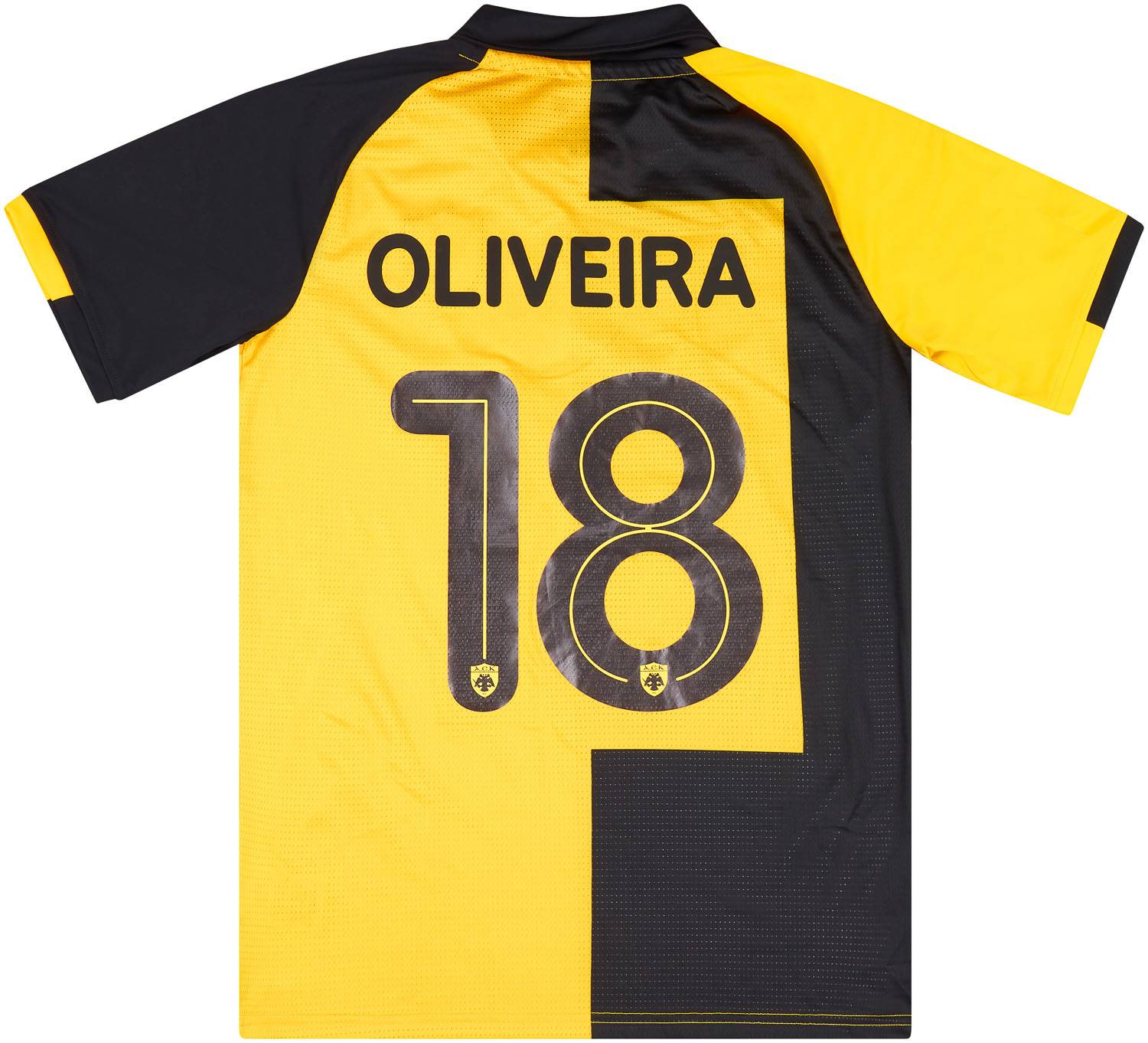 2020-21 AEK Athens Match Issue Home Shirt Oliveira #18