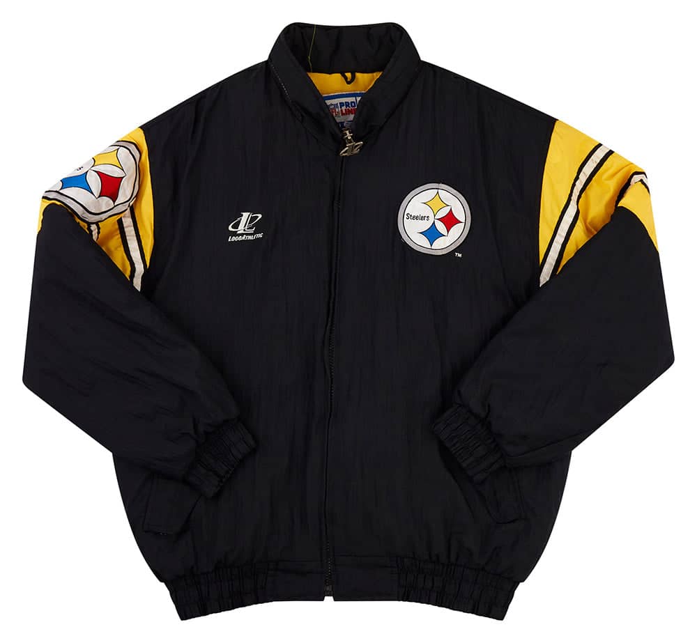 1990s Pittsburgh Steelers Logo Athletic Rain Coat L
