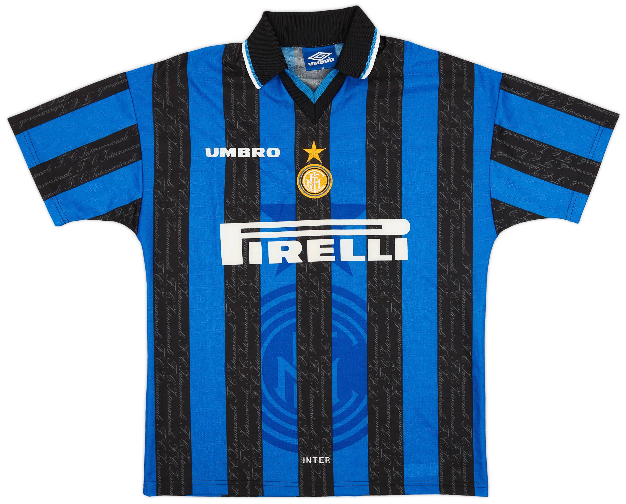 90s UNBRO \"1997-98 Inter Milan\" ゲームシャツ INTER MILAN 1997/1998 VINTAGE FOOTBALL SHIRT JERSEY HOME