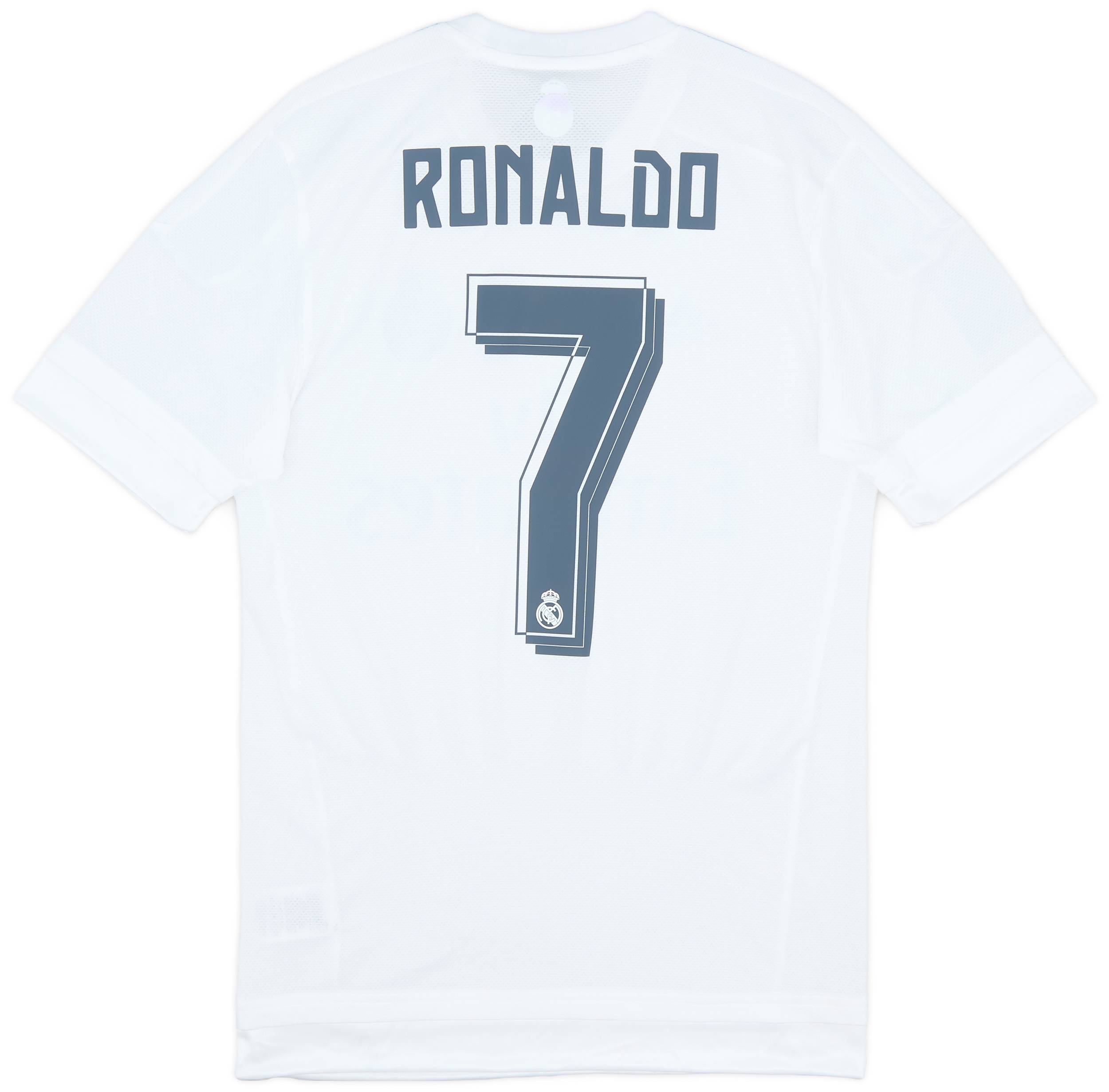 Real Madrid 2015 Home Jersey #7 Ronaldo Adidas White T-Shirt