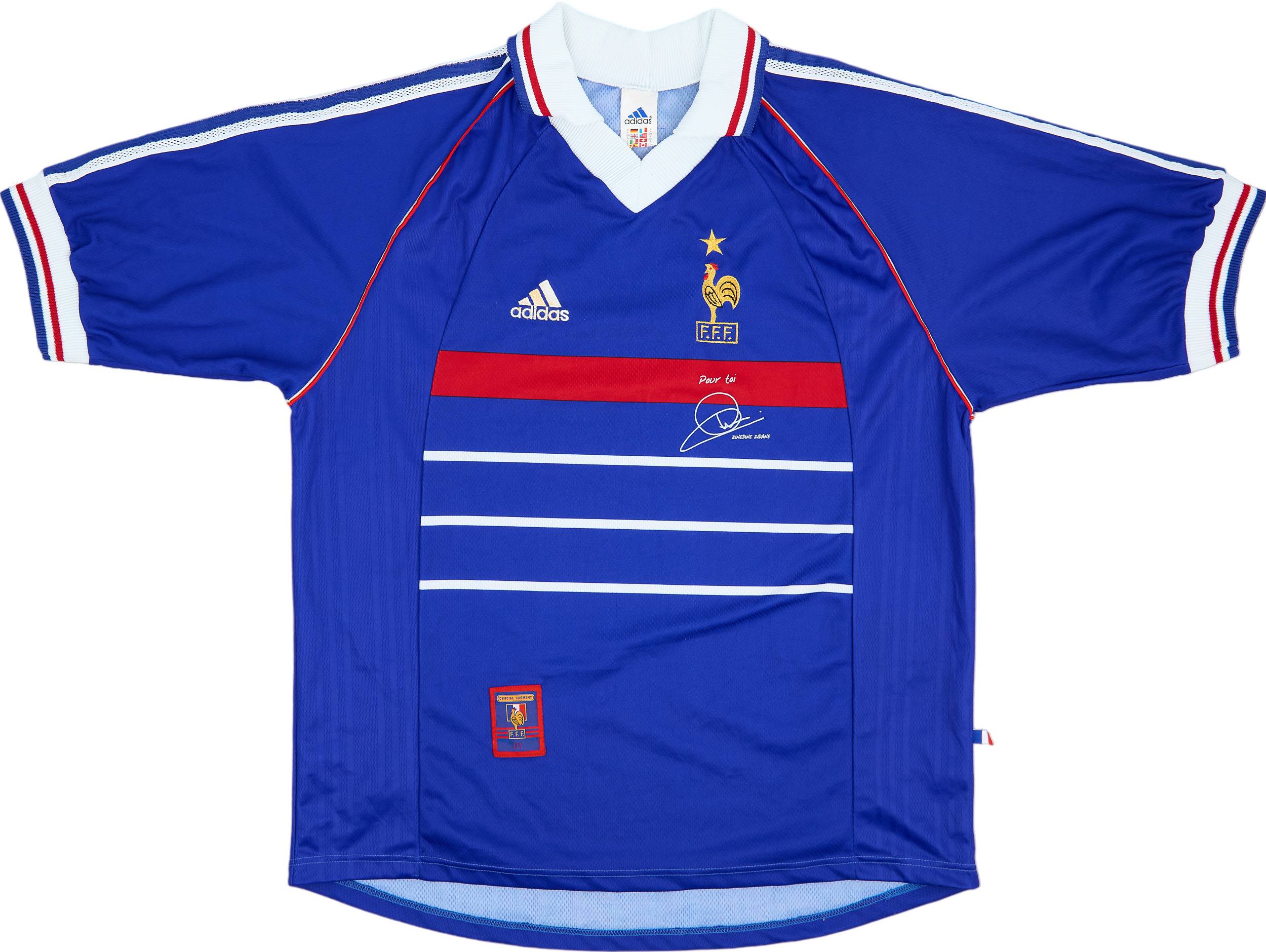 1998-00 France 'Pour Toi Zinedine Zidane' Home Shirt - 9/10 - (L)
