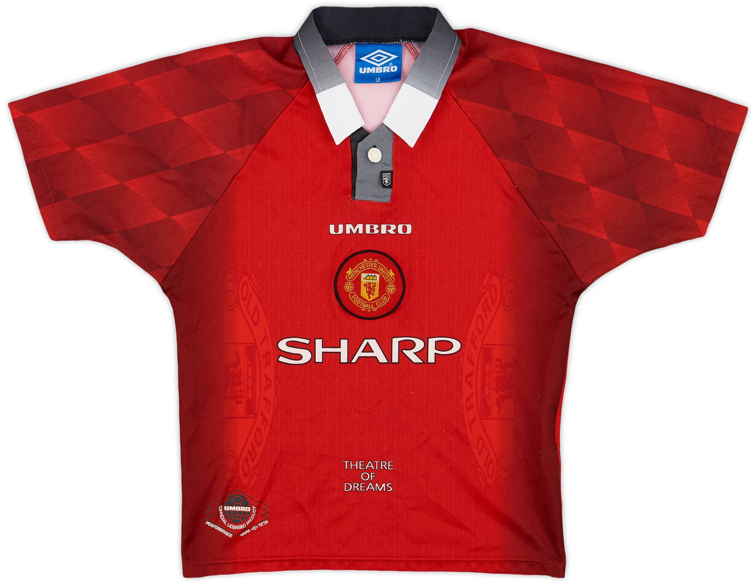 1996-98 Manchester United Home Shirt - 9/10 - (L.Boys)