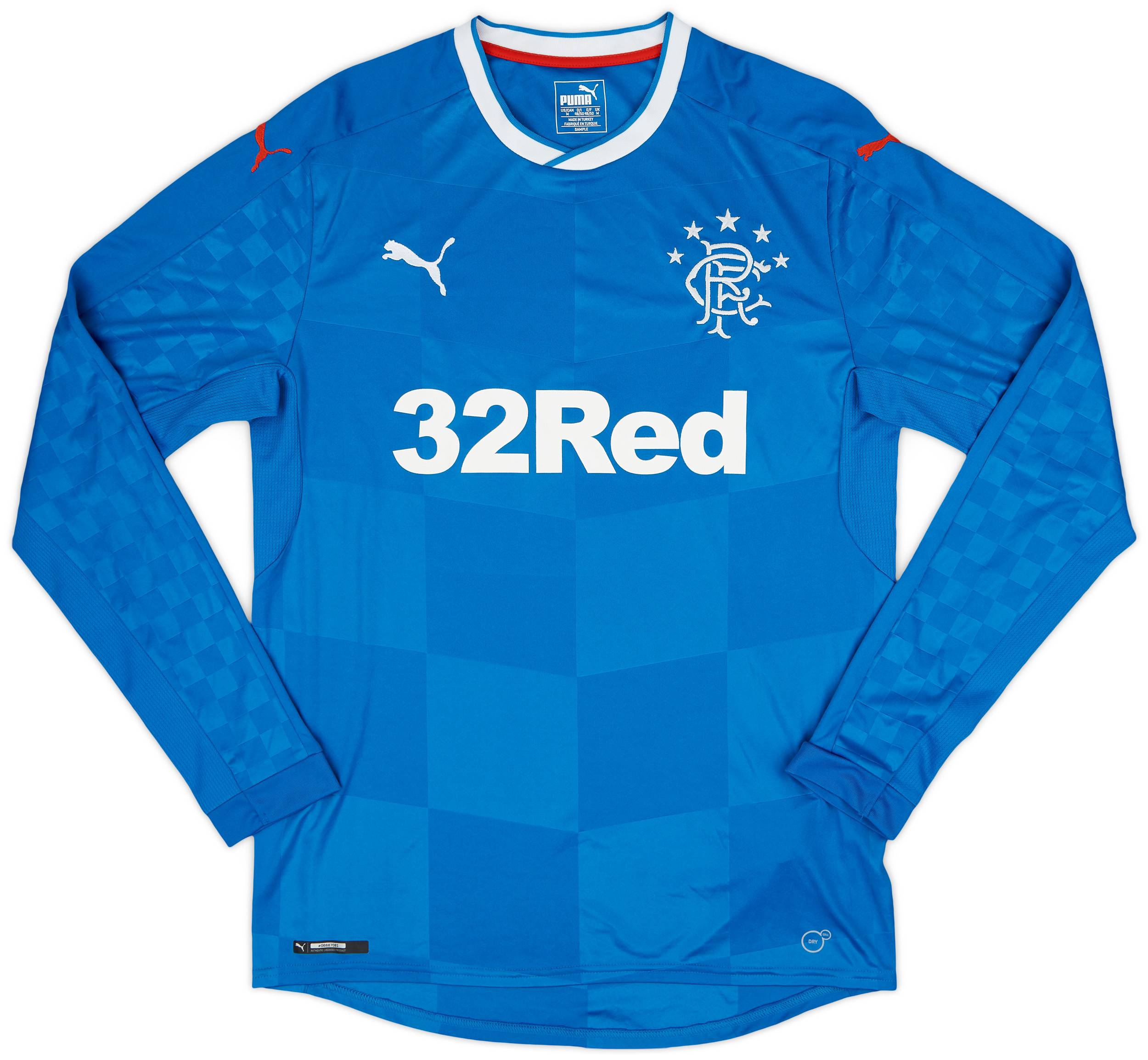2016-18 Rangers Home L/S Shirt - 9/10 - (M)