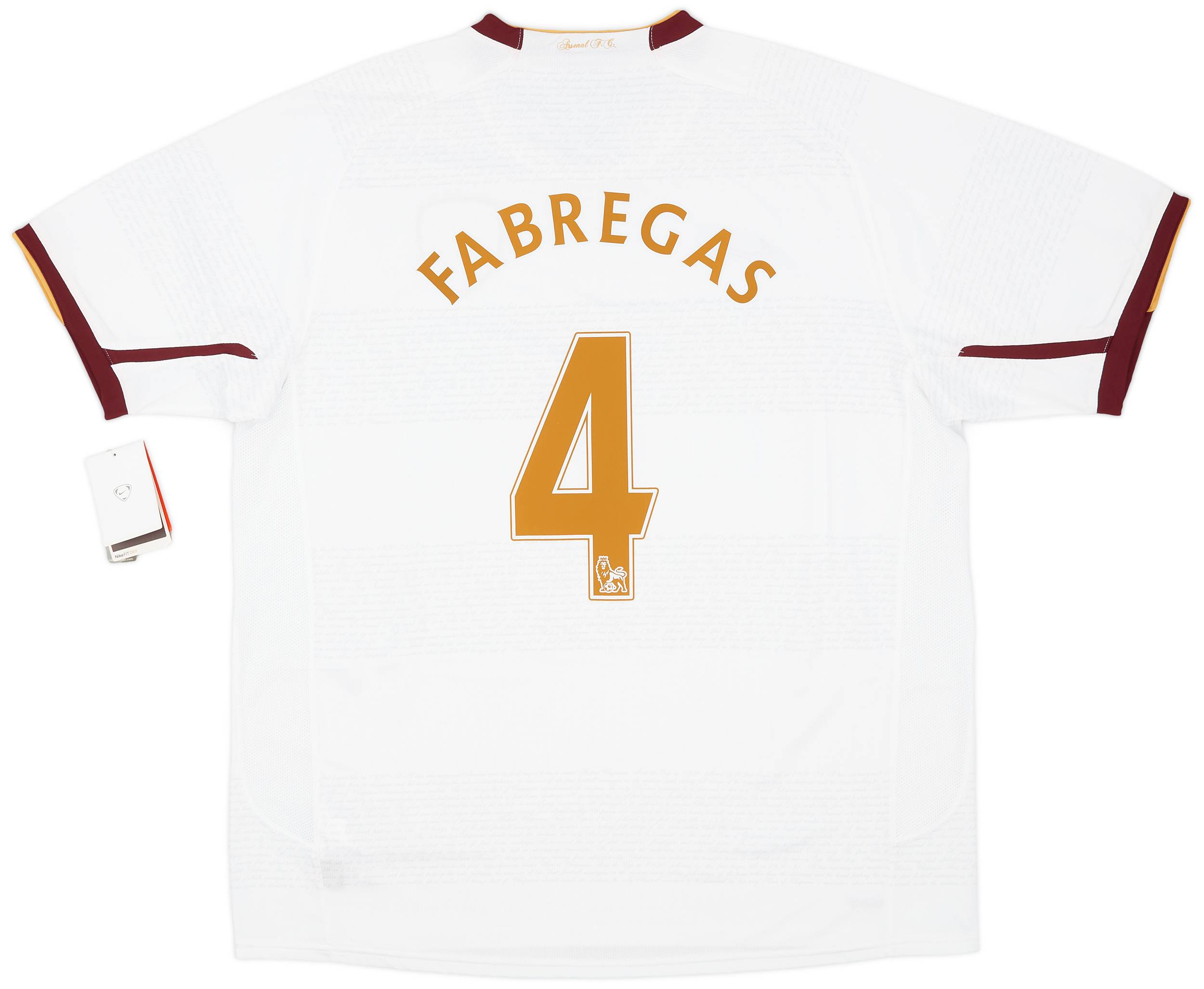 2007-08 Arsenal Away Shirt Fabregas #4 (XL)