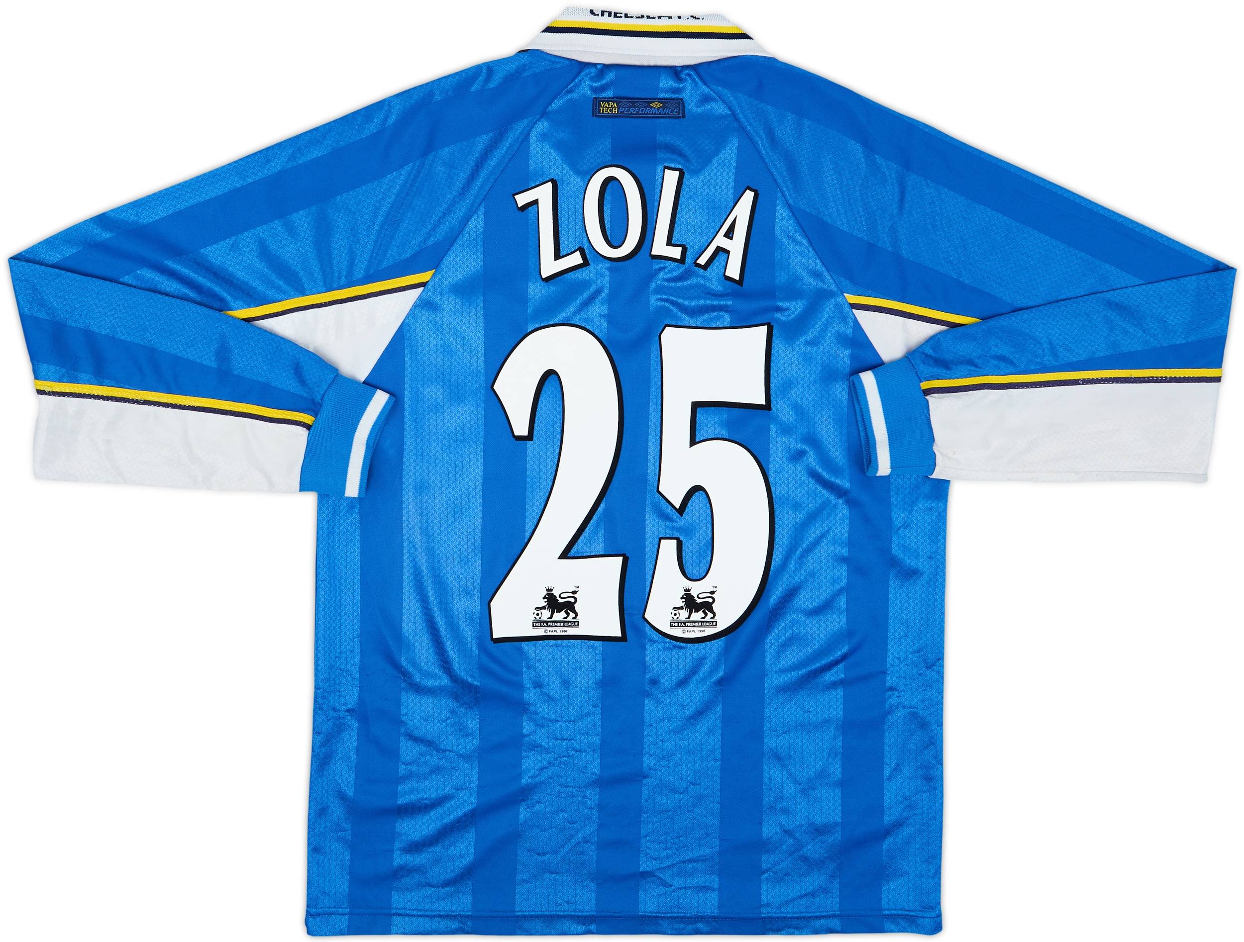 1997-99 Chelsea Home L/S Shirt Zola #25 - 6/10 - (M)