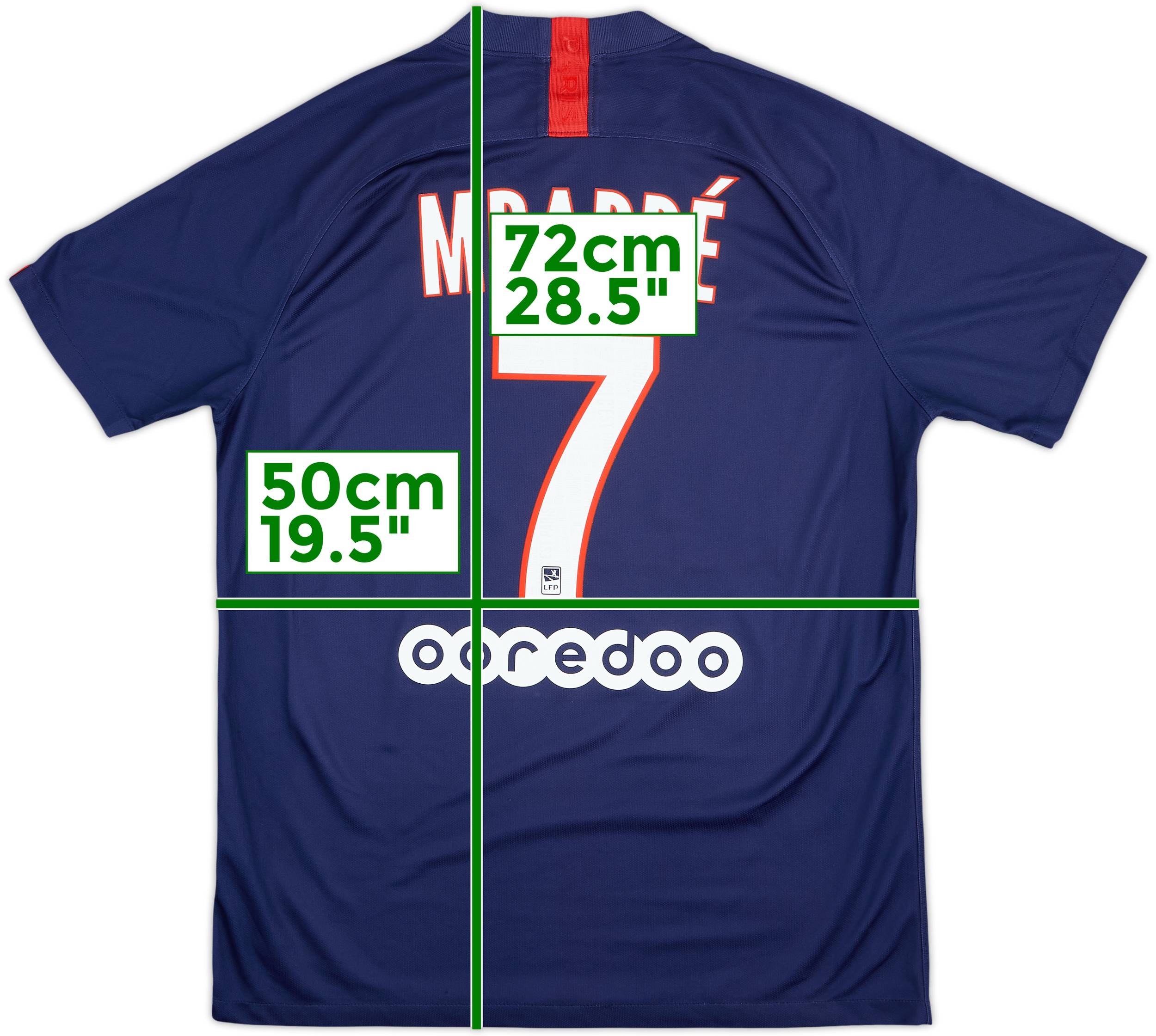 正規品　選手支給用　PSG 19-20 ホーム　ムバッペ　CL仕様　MERCI付 2019-20 Paris Saint-Germain Home Shirt Mbappe #7 - 5/10 - (L)