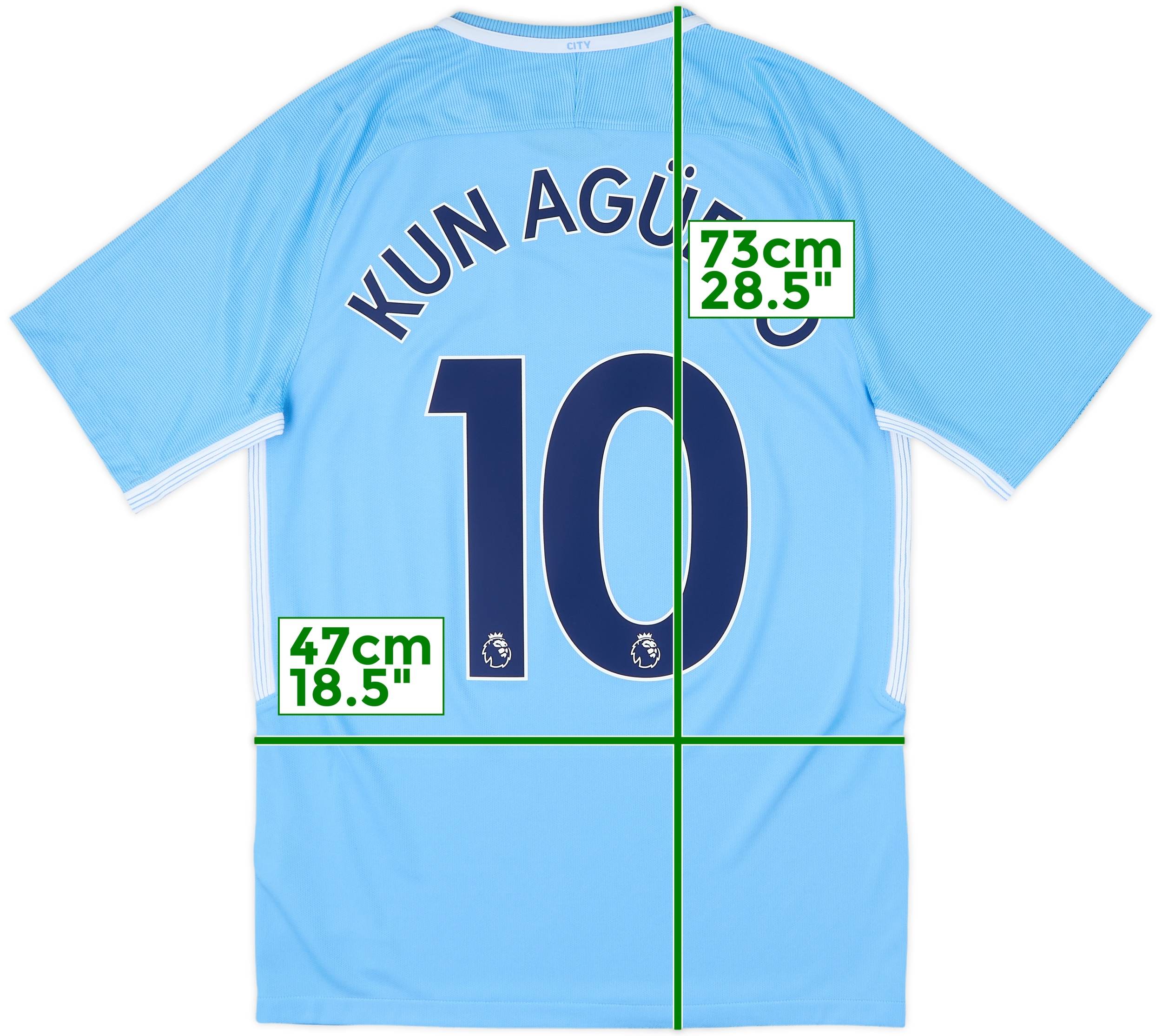 2017-18 Manchester City Home Shirt Kun Aguero #10 - 9/10 - (S)