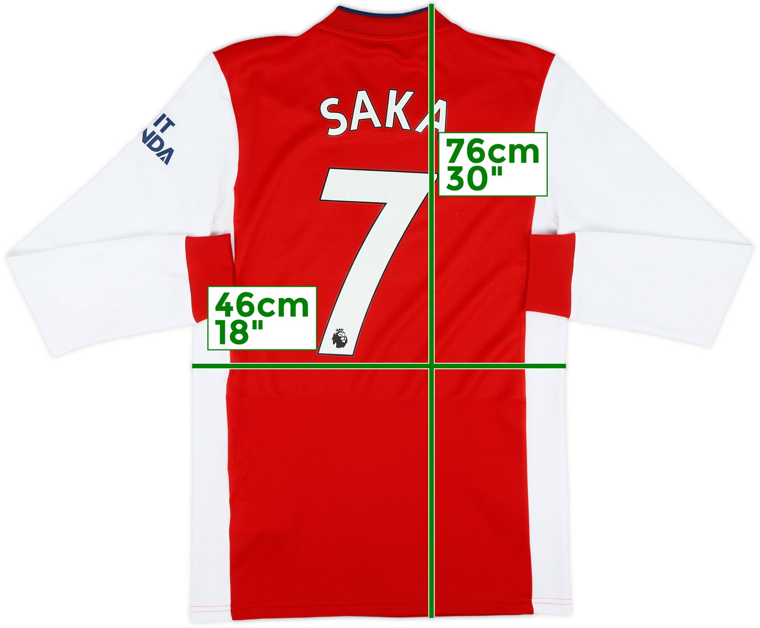 2021-22 Arsenal Home L/S Shirt Saka #7 - 8/10 - (S)