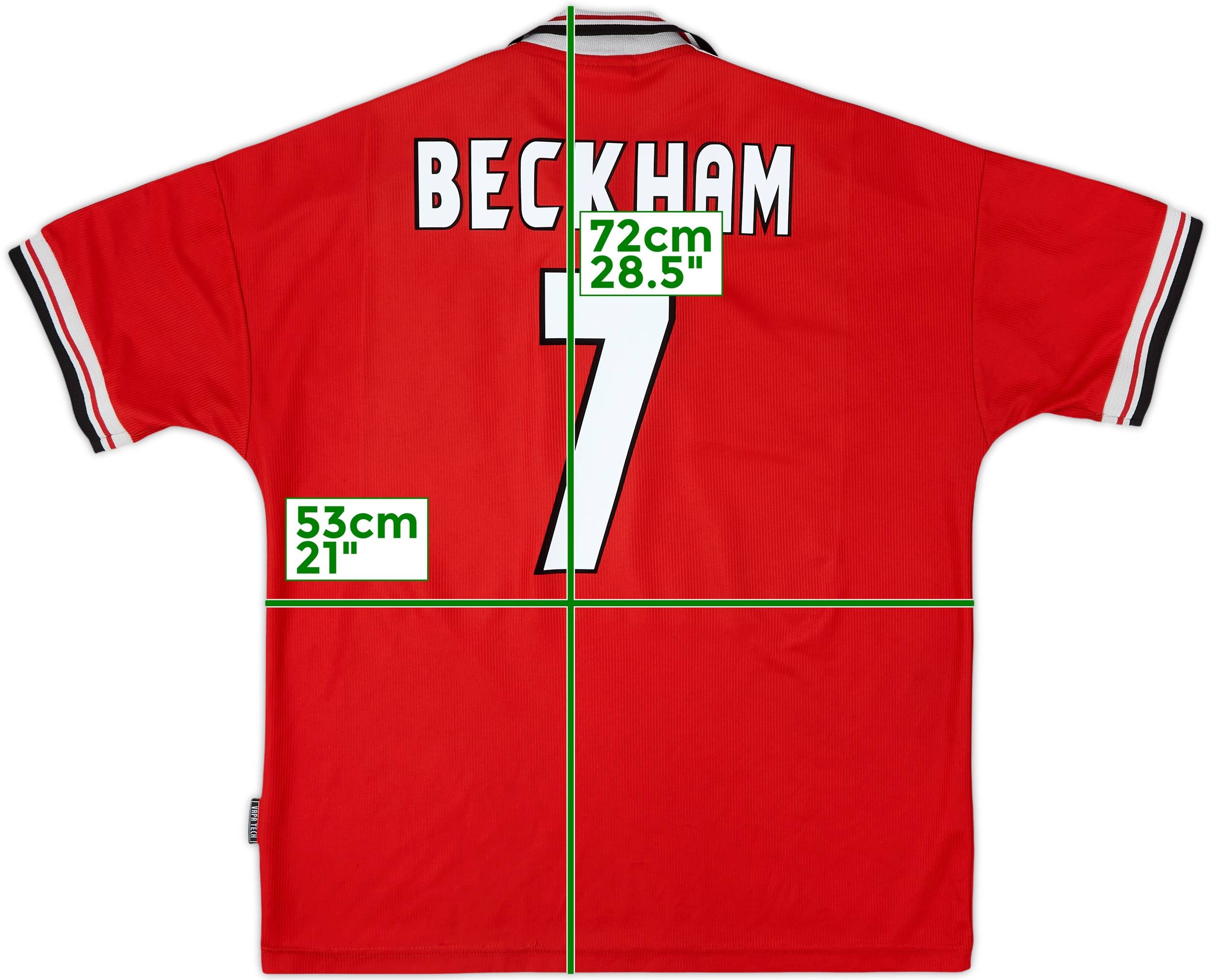 1998-00 Manchester United Home Shirt Beckham #7 - 6/10 - (XL)