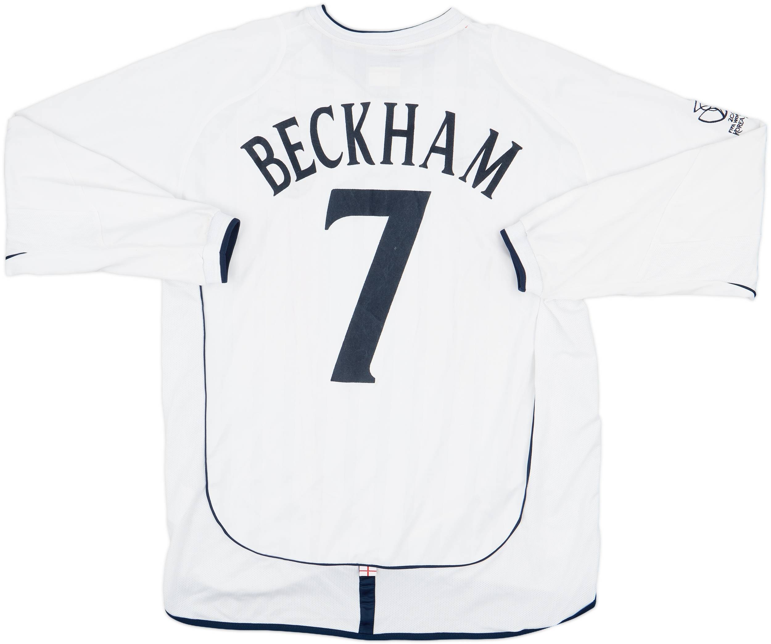 2001-03 England Home L/S Shirt Beckham #7 - 8/10 - (XL)