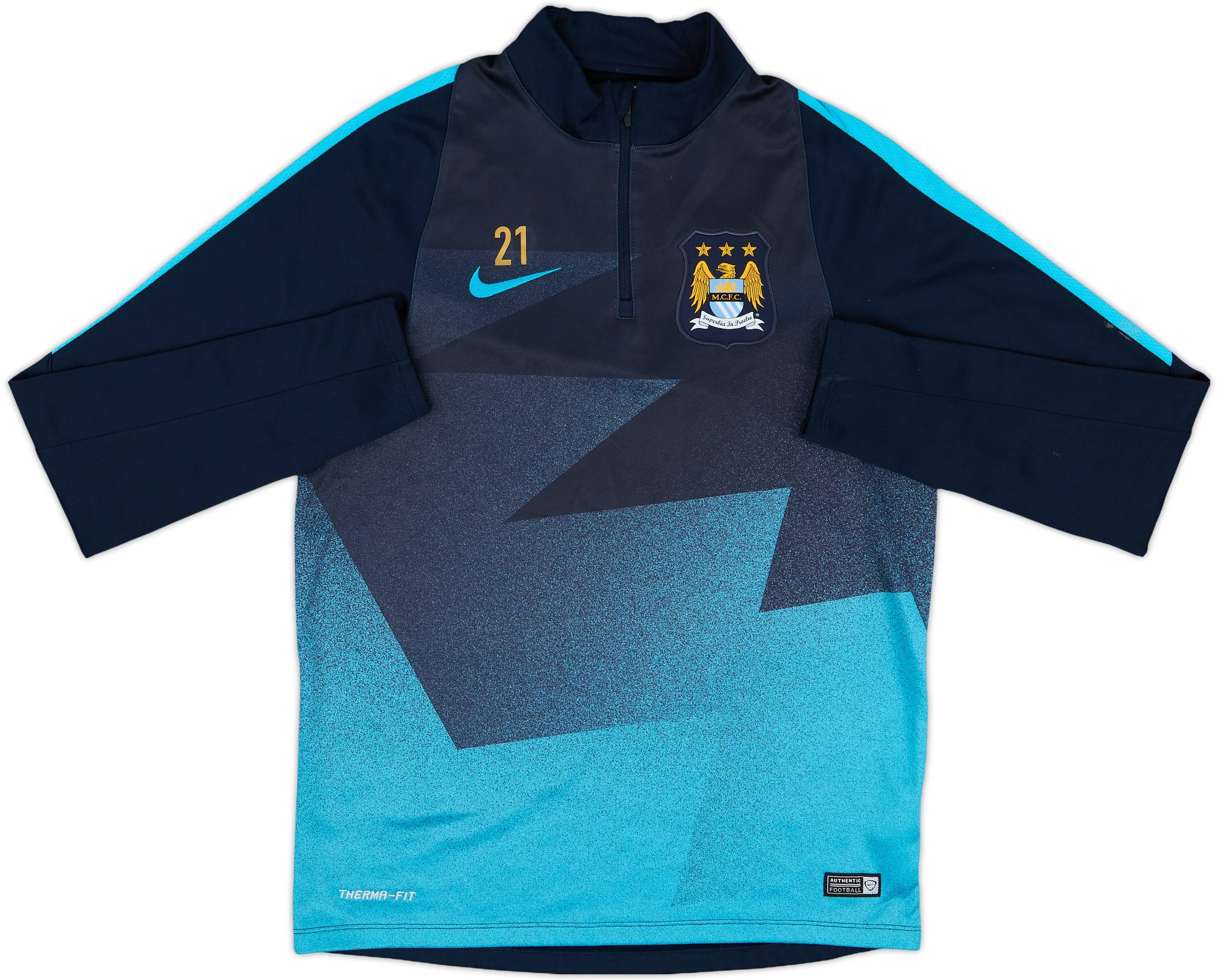 2015-16 Manchester City Nike Player Issue 1/4 Zip Drill Top #21 - 7/10 - (M)