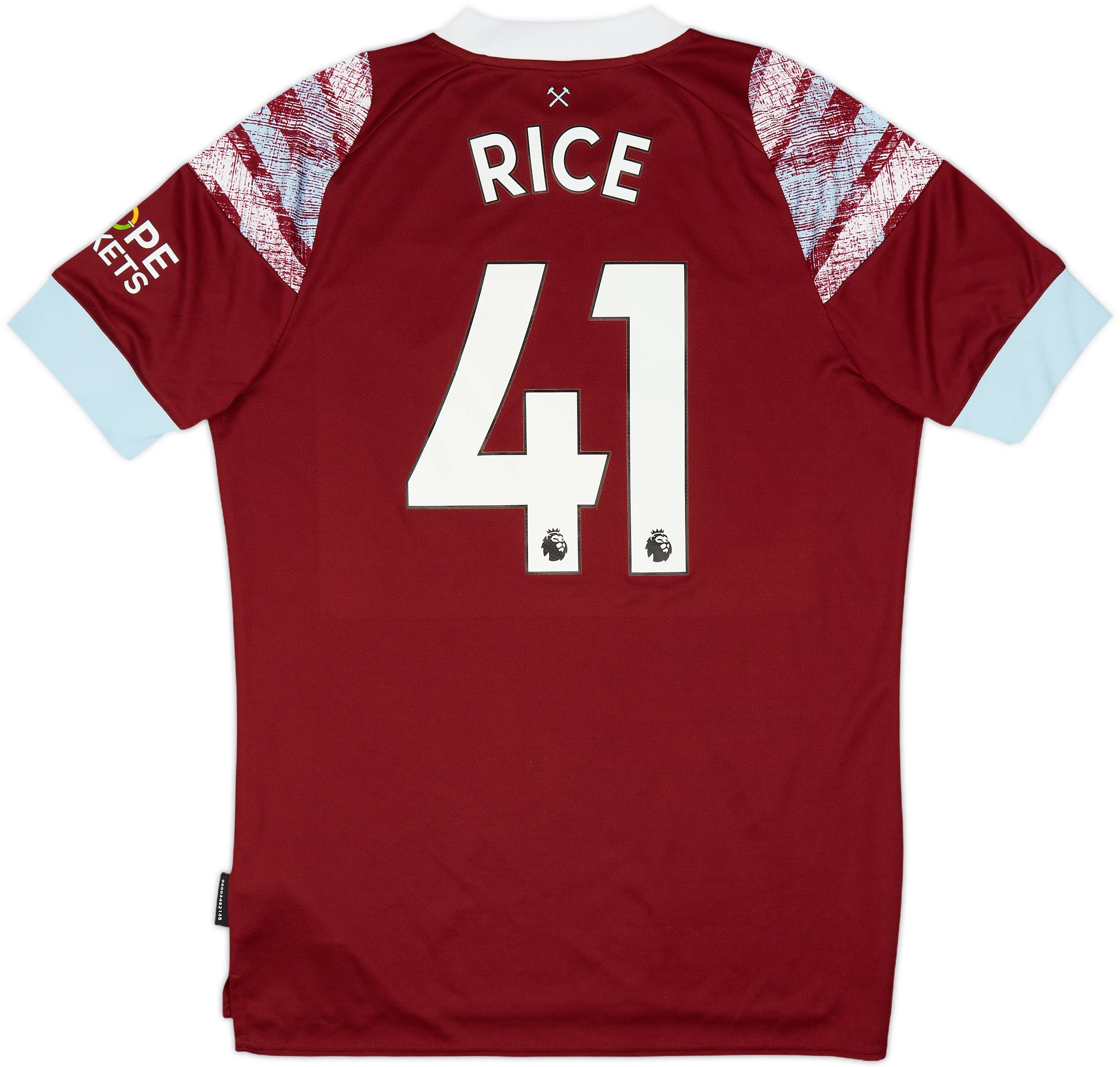2022-23 West Ham Home Shirt Rice #41 - 7/10 - (M)