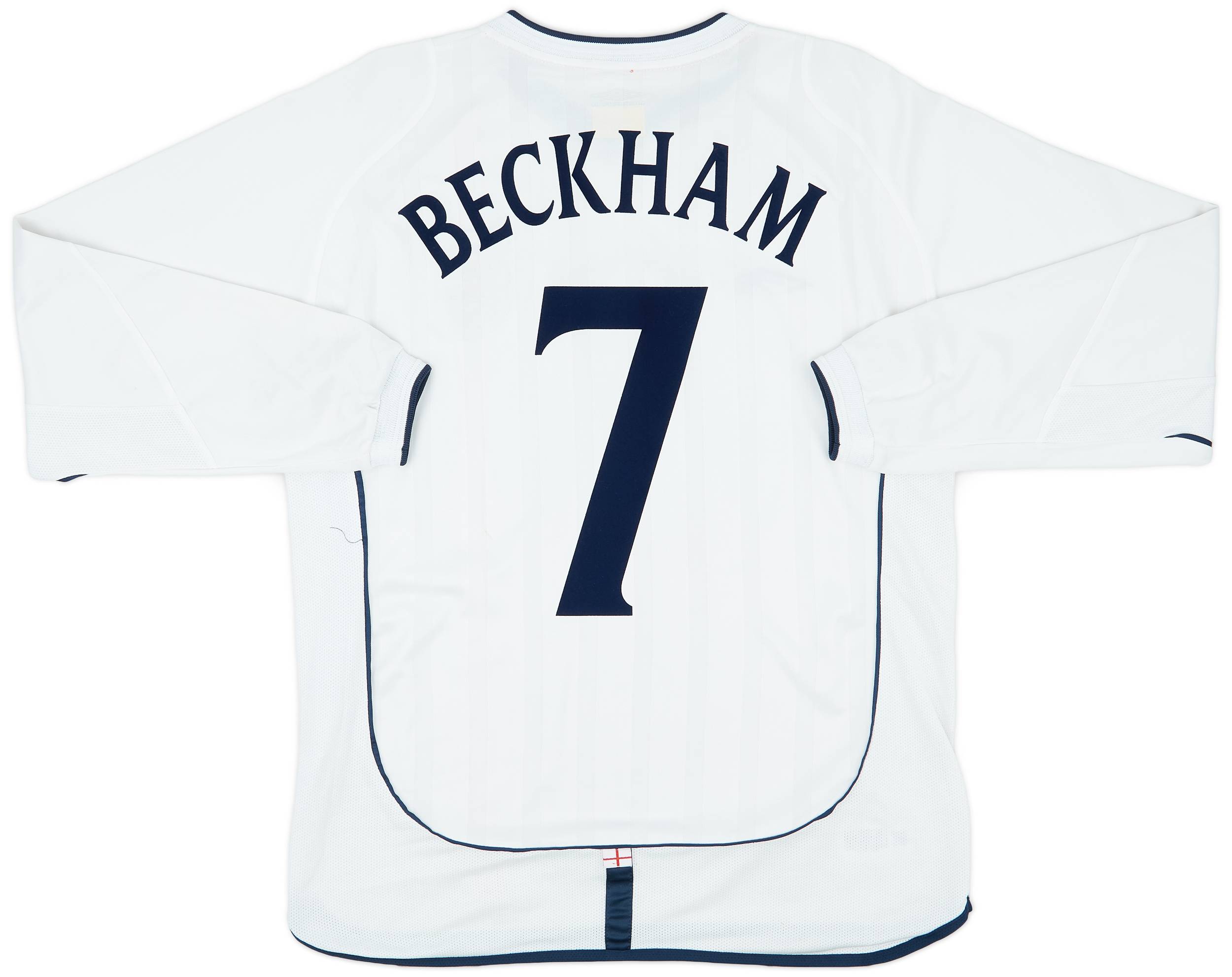 2001-03 England Home L/S Shirt Beckham #7 - 6/10 - (M)