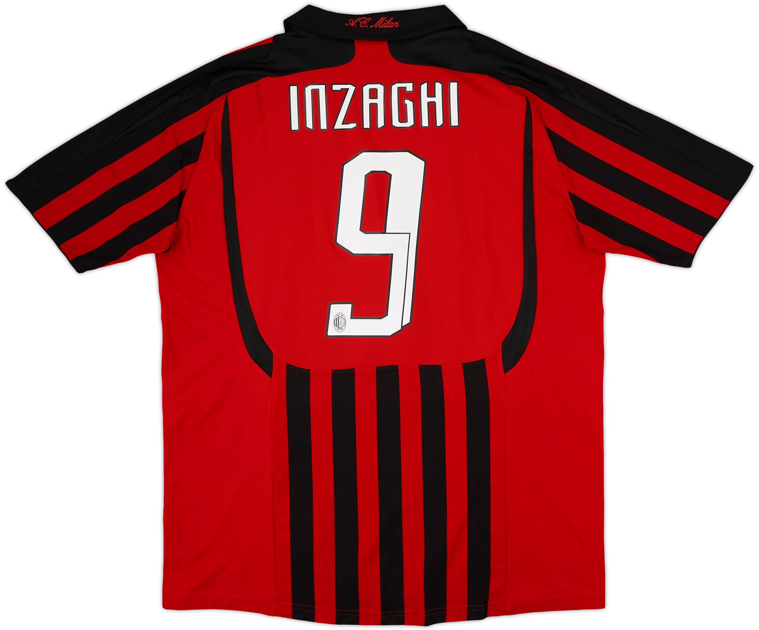 2007-08 AC Milan Home Shirt Inzaghi #9 - 8/10 - (XL)