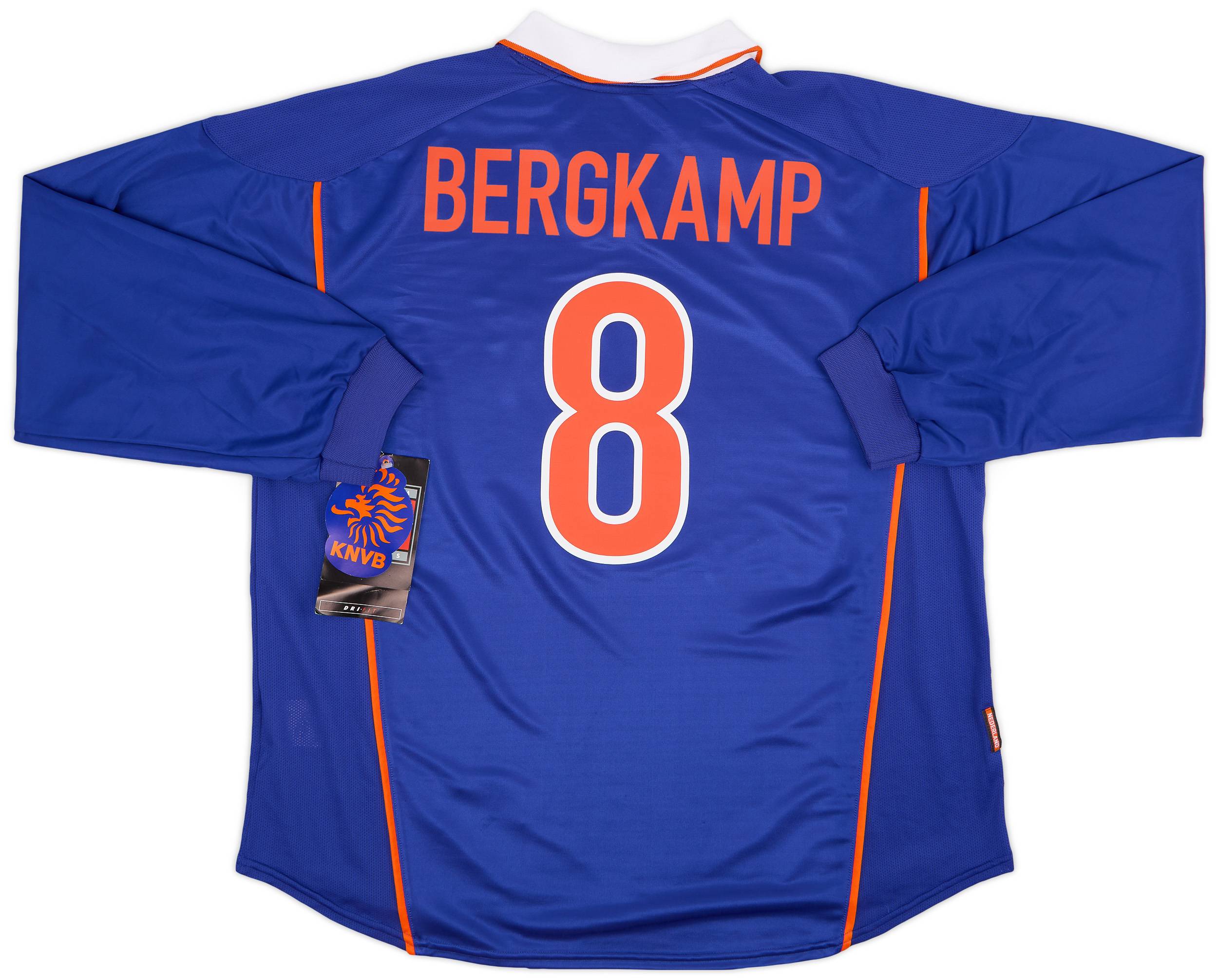 【新品】diadora ベルギー代表 ユニフォーム ゲームシャツ 1998年 1998-00 Netherlands Player Issue Away L/S Shirt Bergkamp #8 (XL)