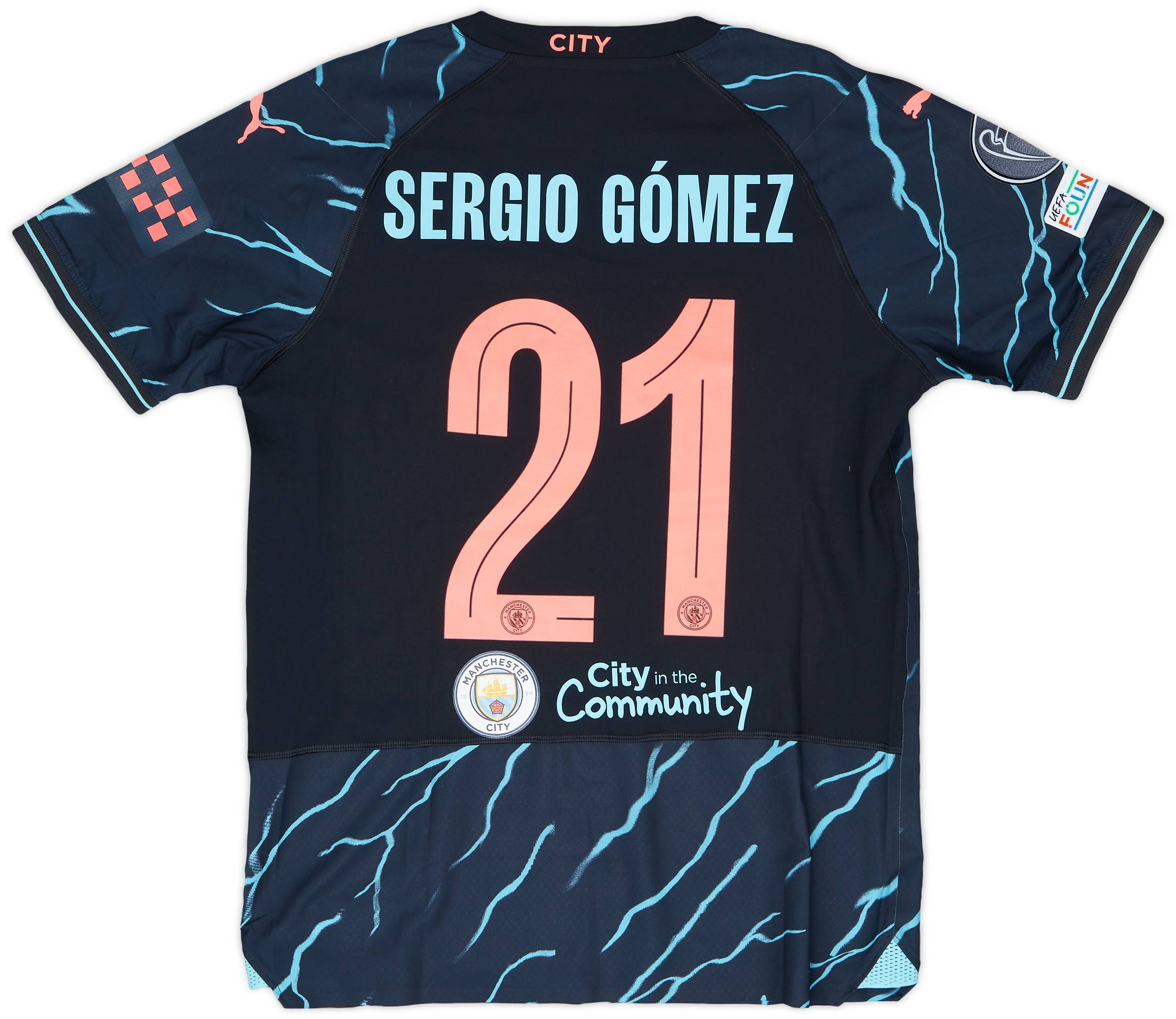 2023-24 Manchester City Match Issue Champions League Third Shirt Sergio Gomez #21
