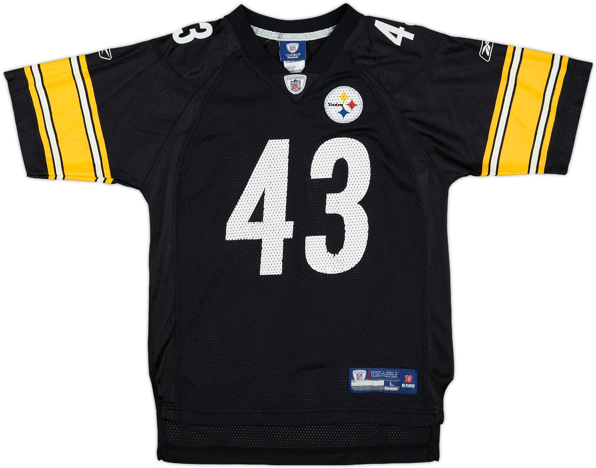 2008-11 Pittsburgh Steelers Polamalu #43 Reebok On Field Home Jersey - 6/10 - (L.Boys)
