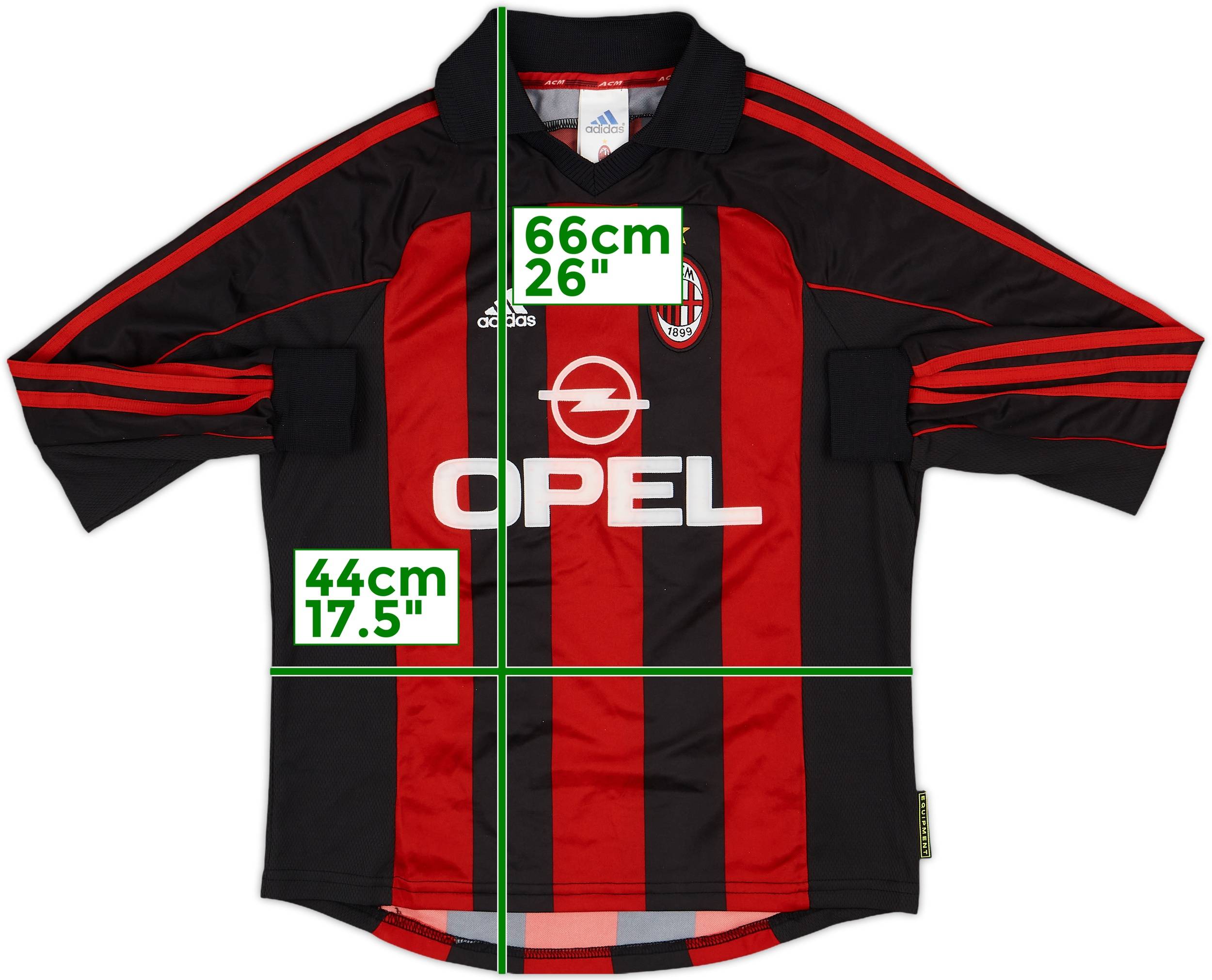 2000-02 AC Milan Home L/S Shirt #15 - 5/10 - (XL.Boys)