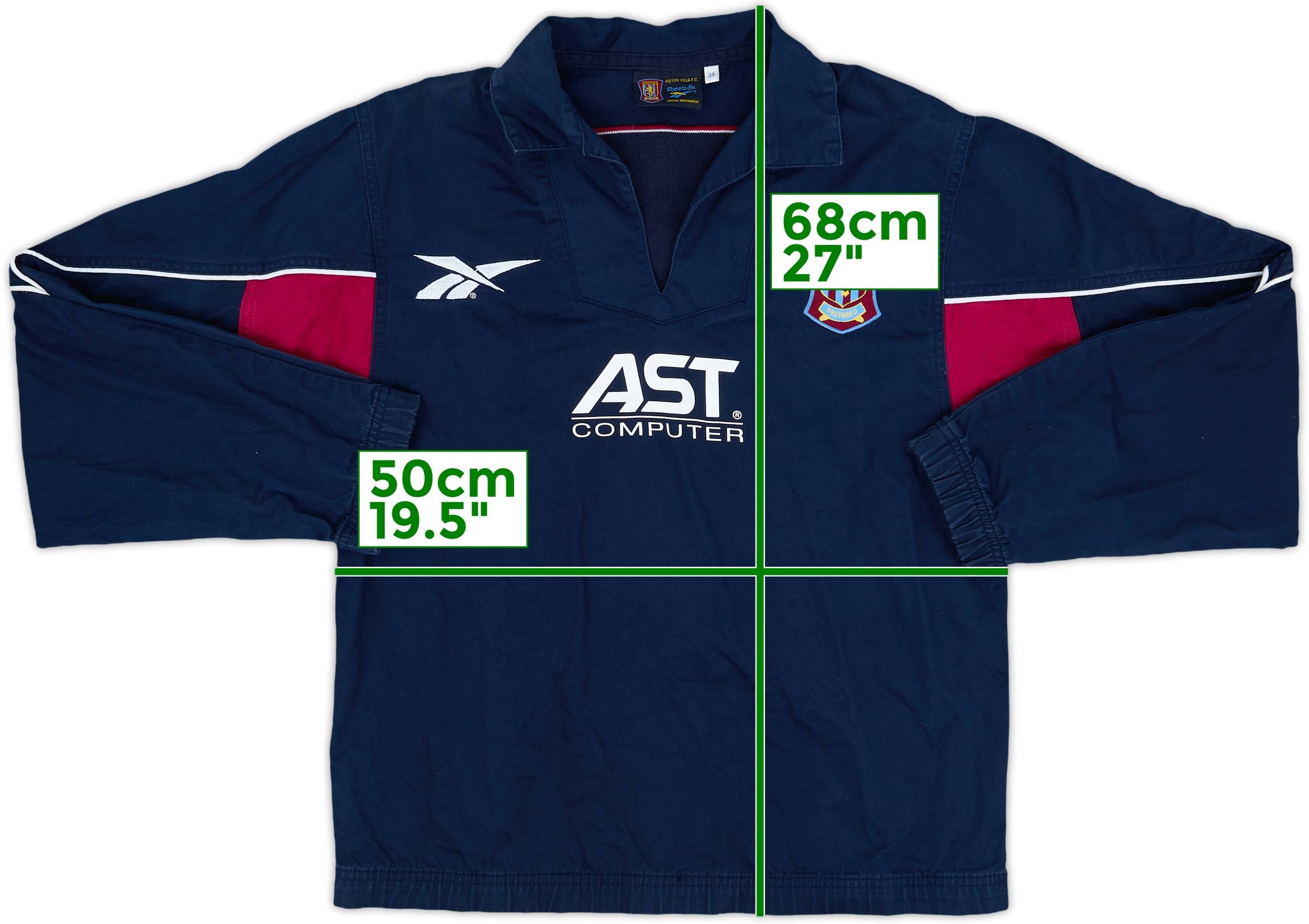 Reebok Aston Villa シャツ 1997-98 Aston Villa Reebok Drill Top - 9/10 - (XL.Boys)