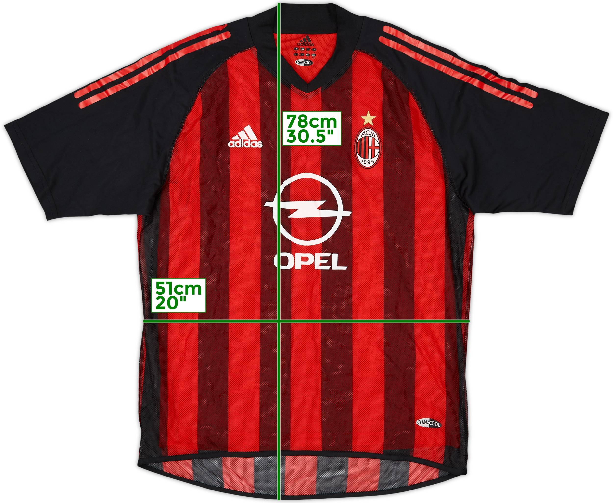 ウェア 2002-03 AC Milan adidas OPEL  Shirt VTG Adidas AC Milan Opel Red/Black Authentic 2002 Soccer