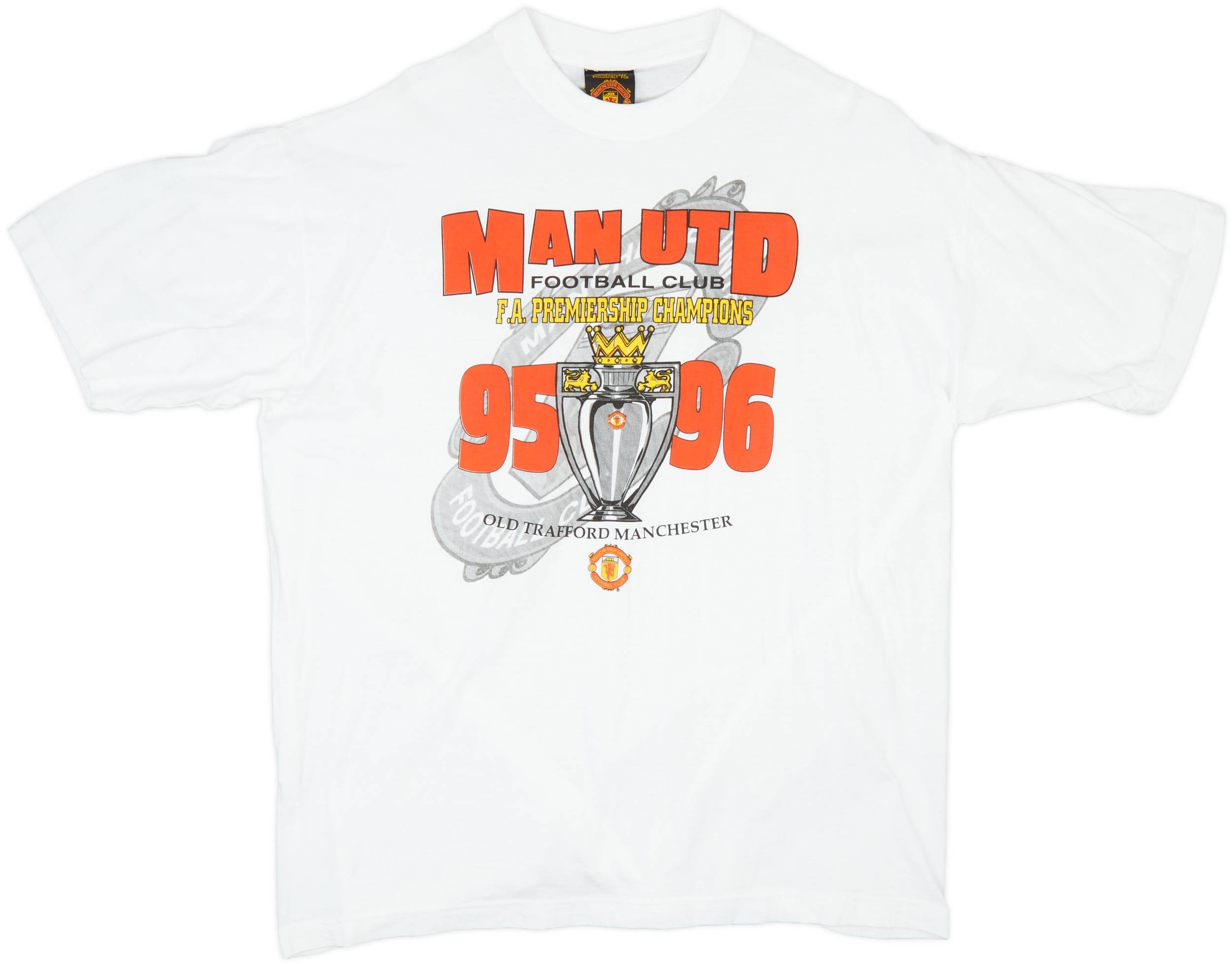 1995-96 Manchester United 'F.A. Premiership Champions' Graphic Tee - 9/10 - (XXL)