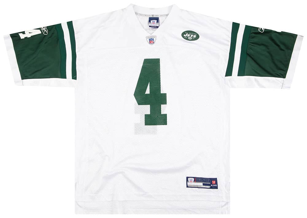 2008 New York Jets Favre 4 Reebok On Field Jersey Away XL