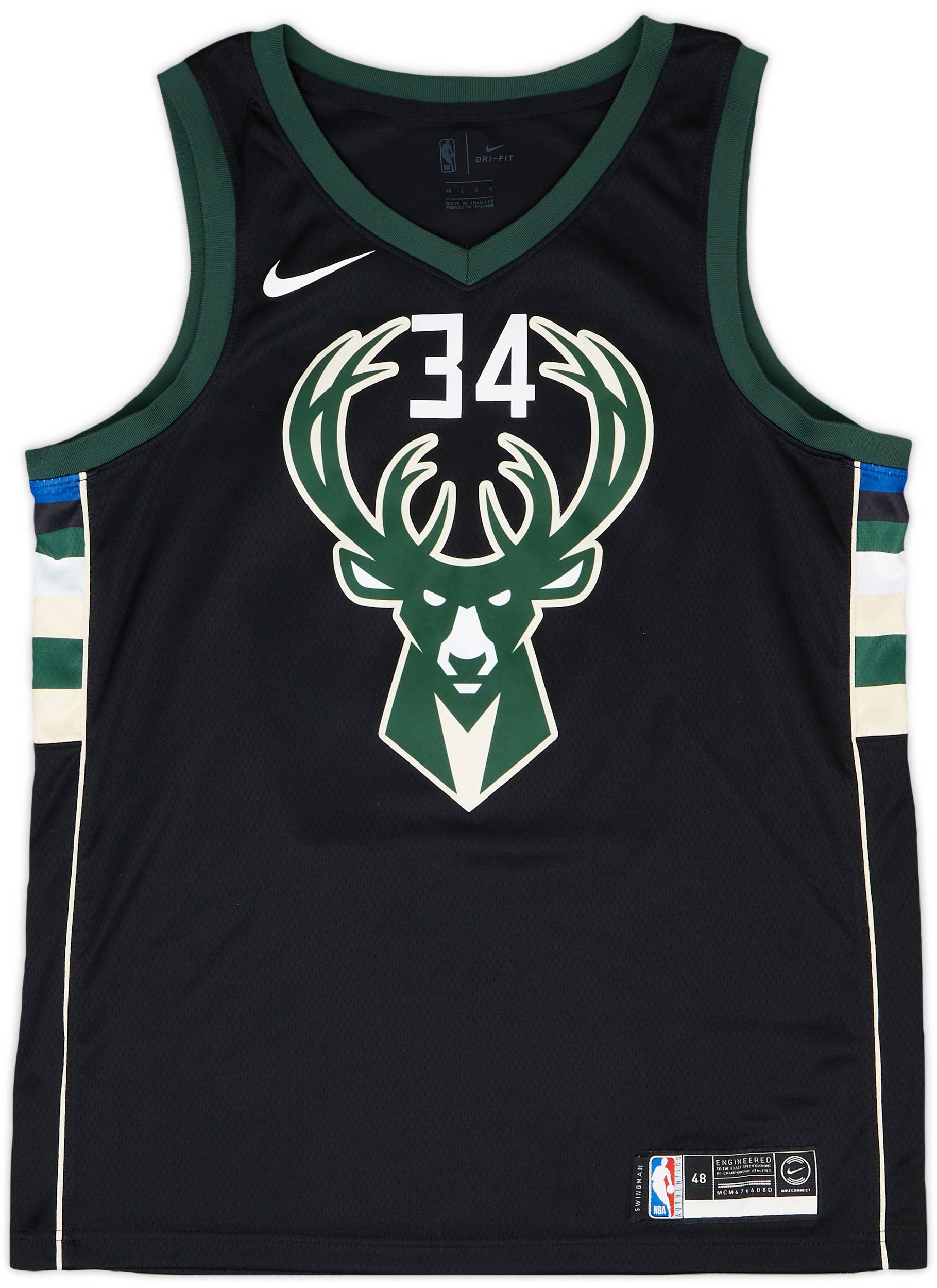 2017-19 Milwaukee Bucks Antetokounmpo #34 Nike Swingman Alternate Jersey - 10/10 - (L)