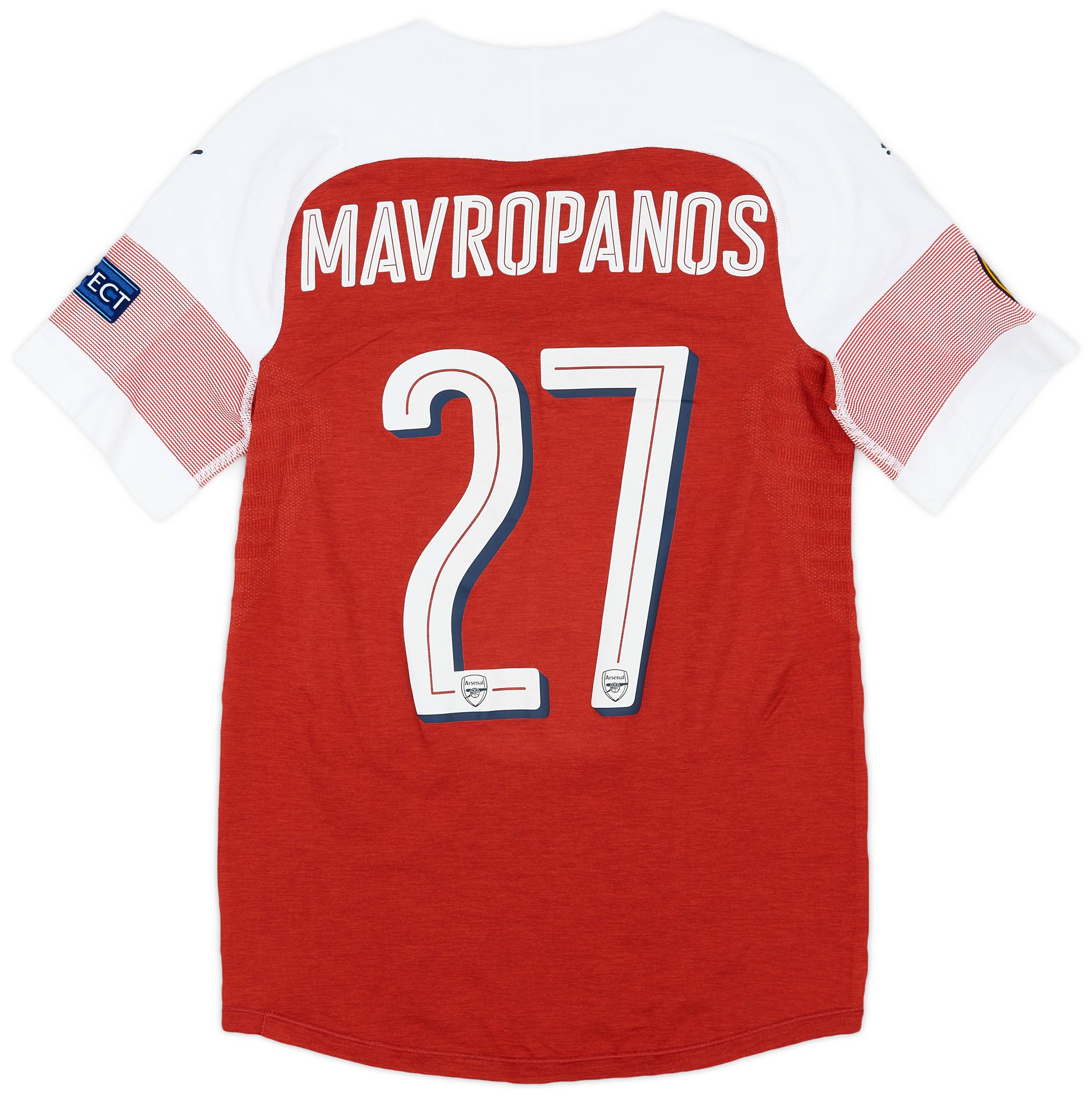 2018-19 Arsenal Match Issue Europa League Home Shirt Mavropanos #27