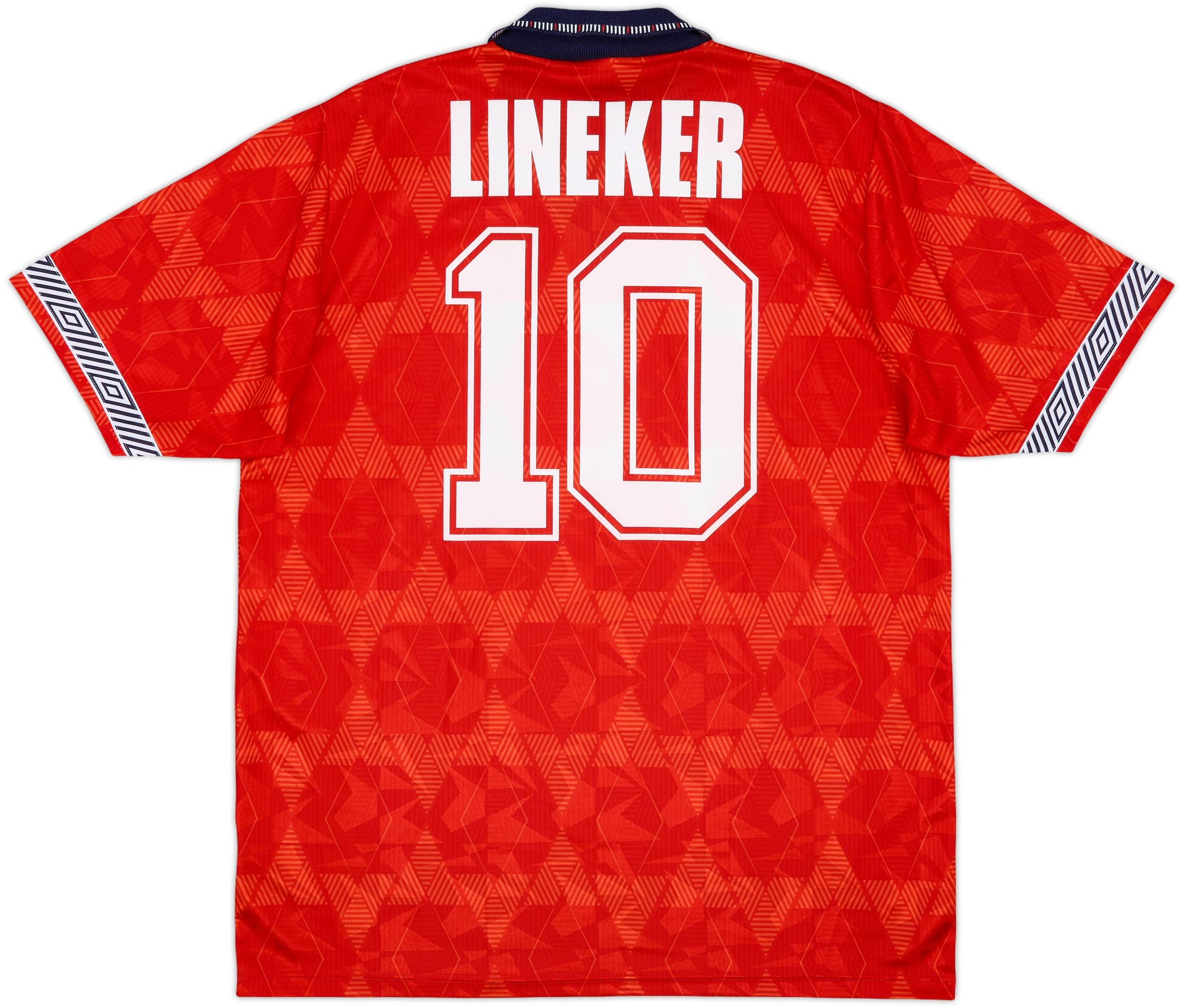 1990-93 England Away Shirt Lineker #10 - 9/10 - (L)