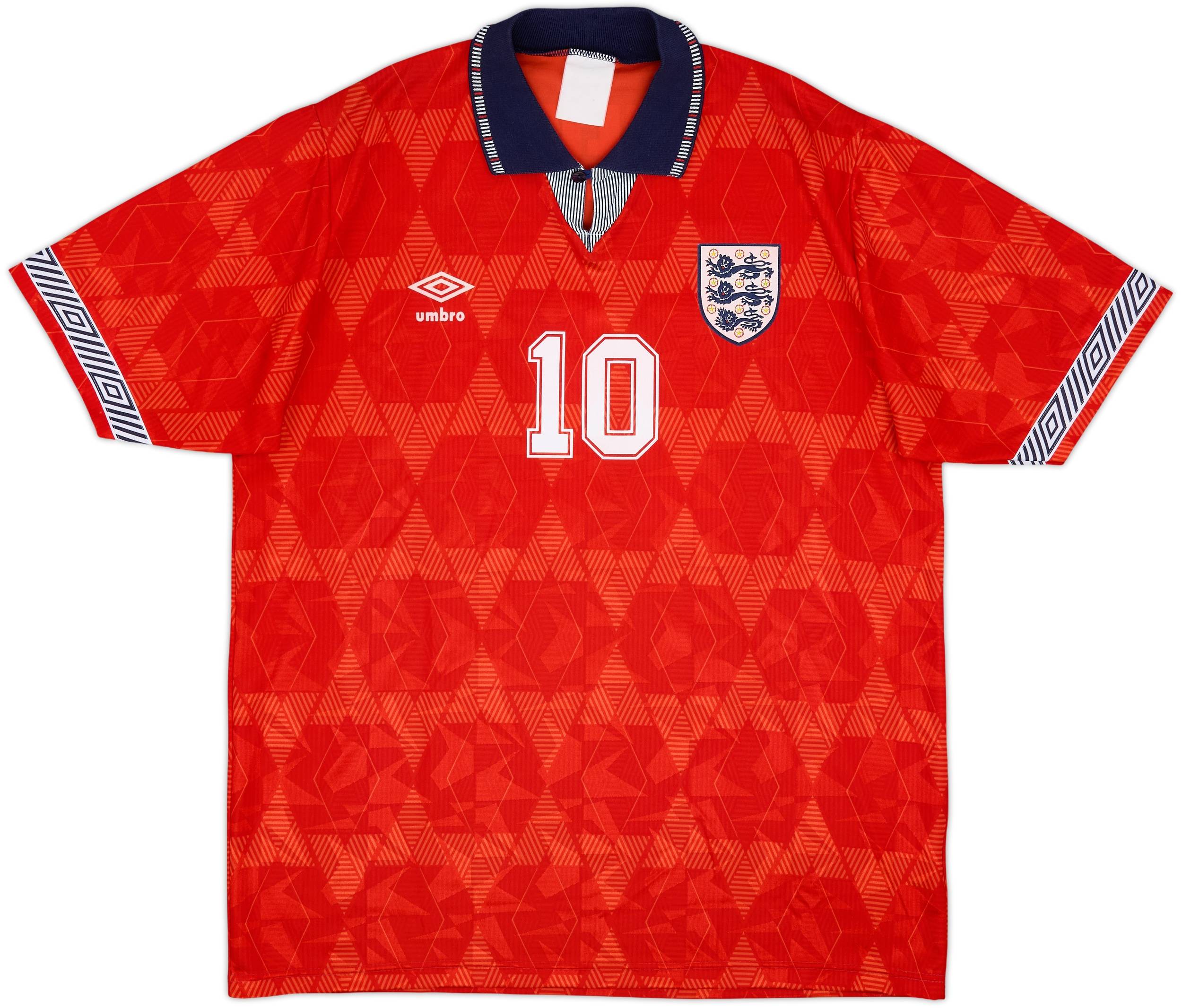1990-93 England Away Shirt Lineker #10 - 9/10 - (L)