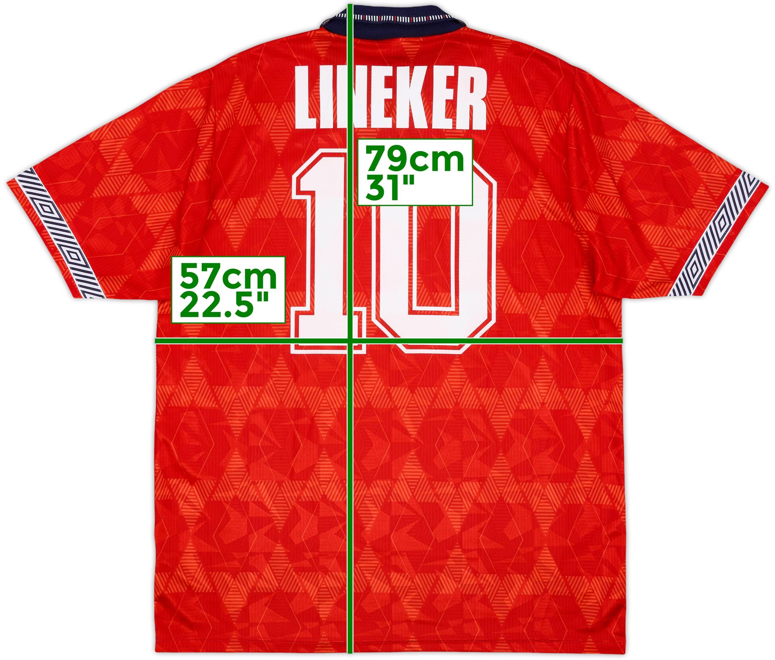 1990-93 England Away Shirt Lineker #10 - 9/10 - (L)