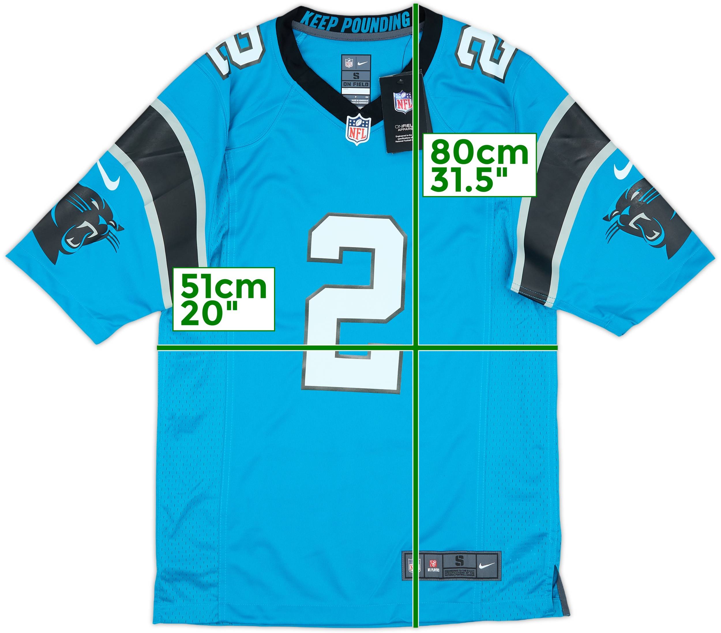 2018-22 Carolina Panthers Moore #2 Nike Game Alternate Jersey (S)