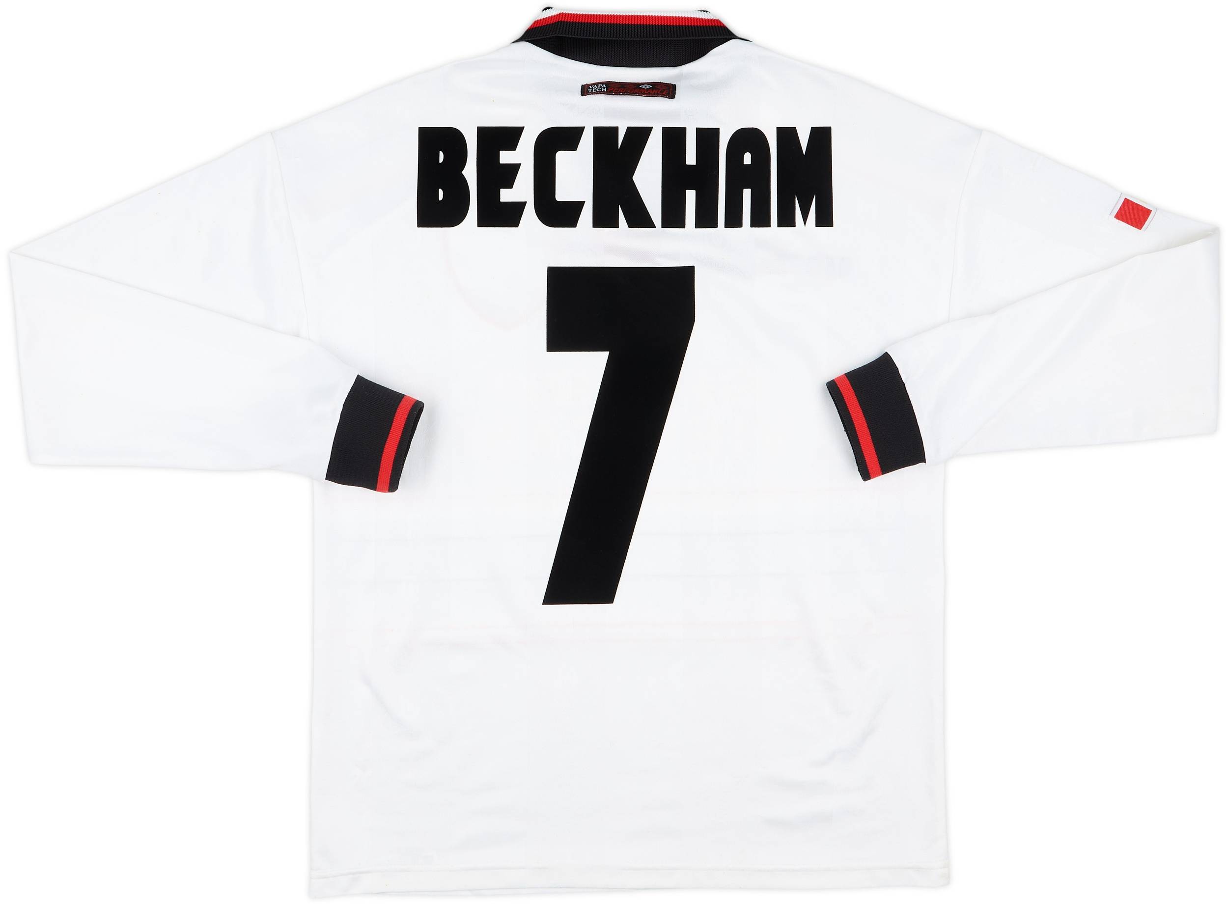 1997-99 Manchester United Away L/S Shirt Beckham #7 - 7/10 - (Y)