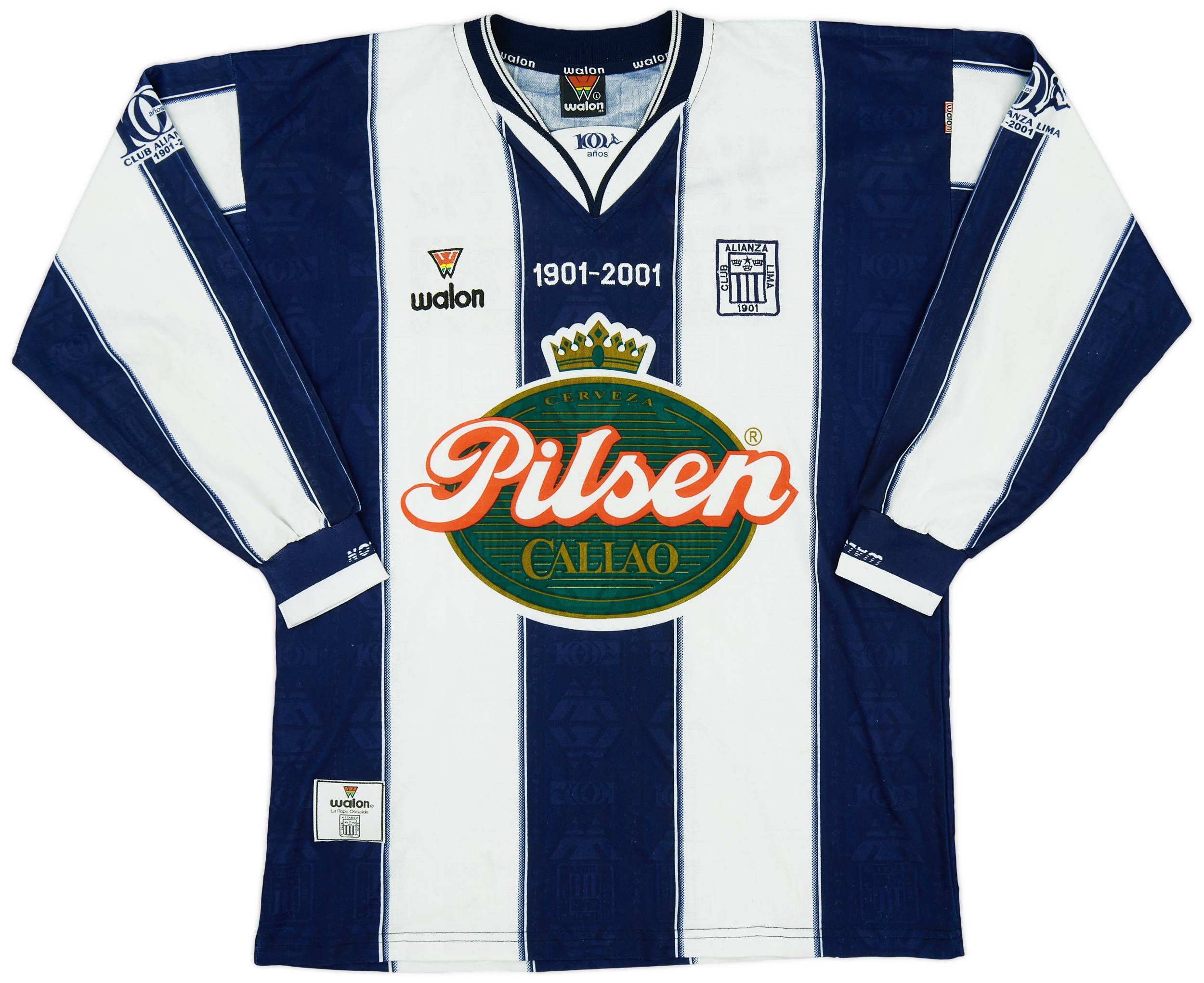 2001 Alianza Lima Centenary Home L/S Shirt - 6/10 - (L)