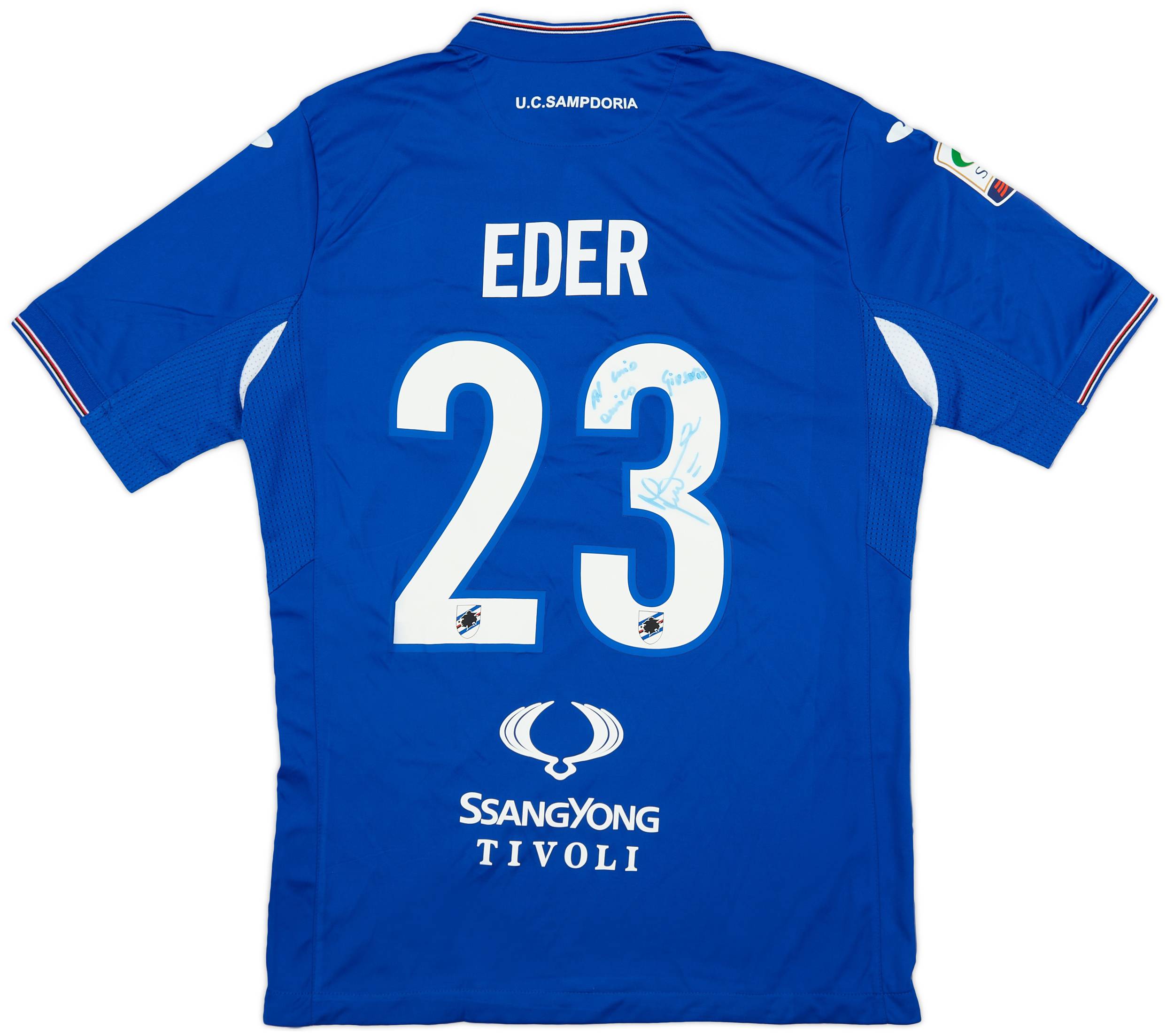 2015-16 Sampdoria Signed Home Shirt Eder #23 - 9/10 - (L)