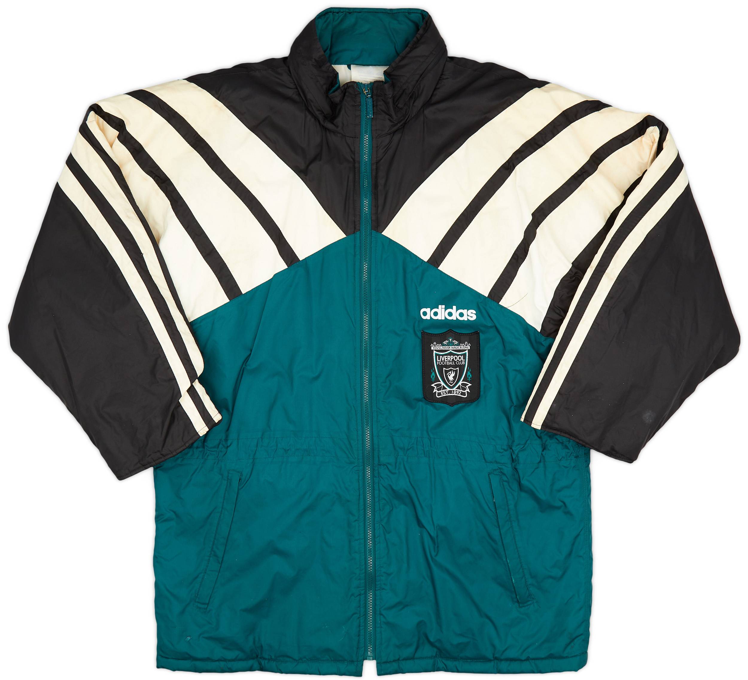 1995 96 Liverpool adidas Padded Bench Coat 6 10 M L