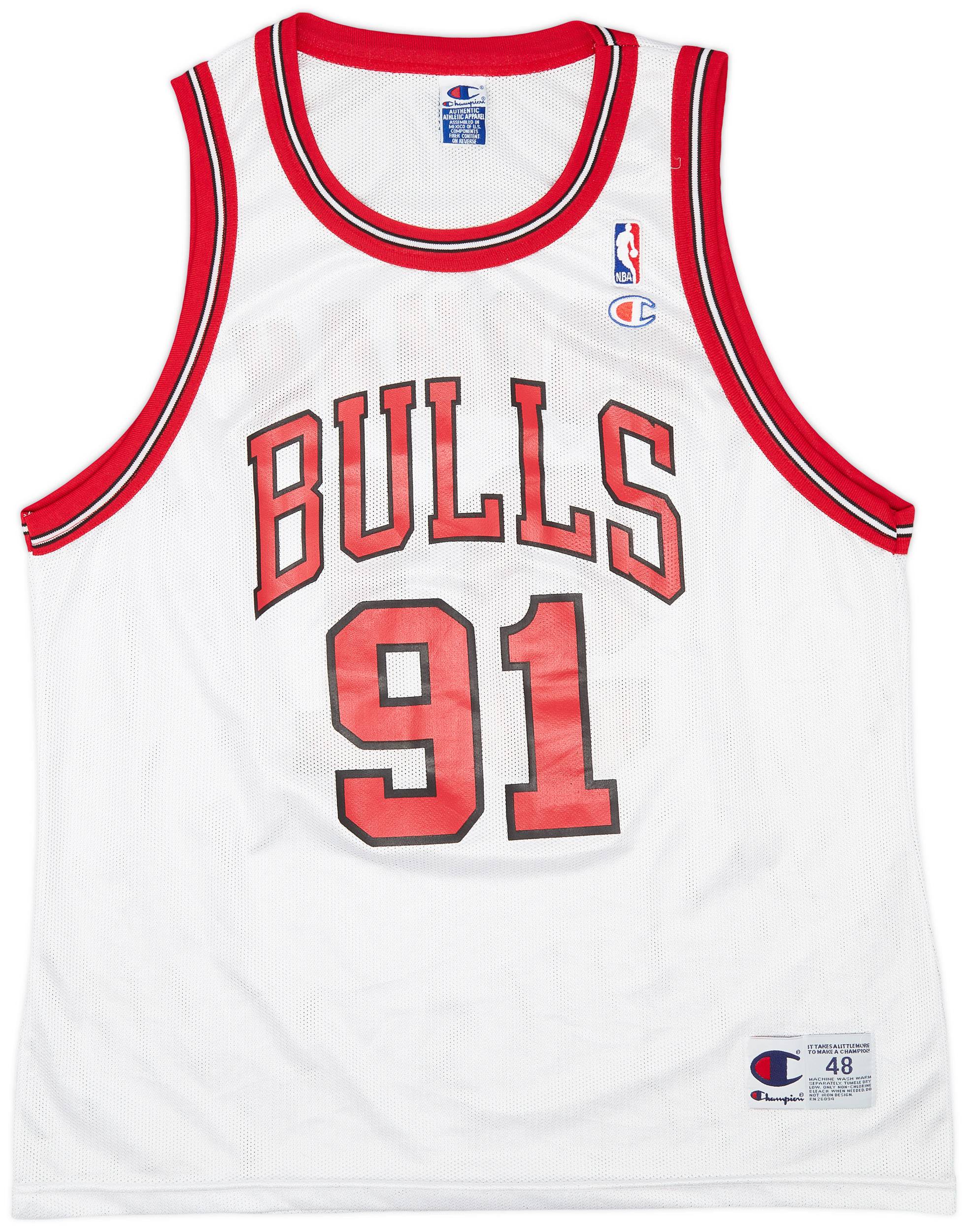 1995 98 Chicago Bulls Rodman 91 Champion Home Jersey Excellent XL